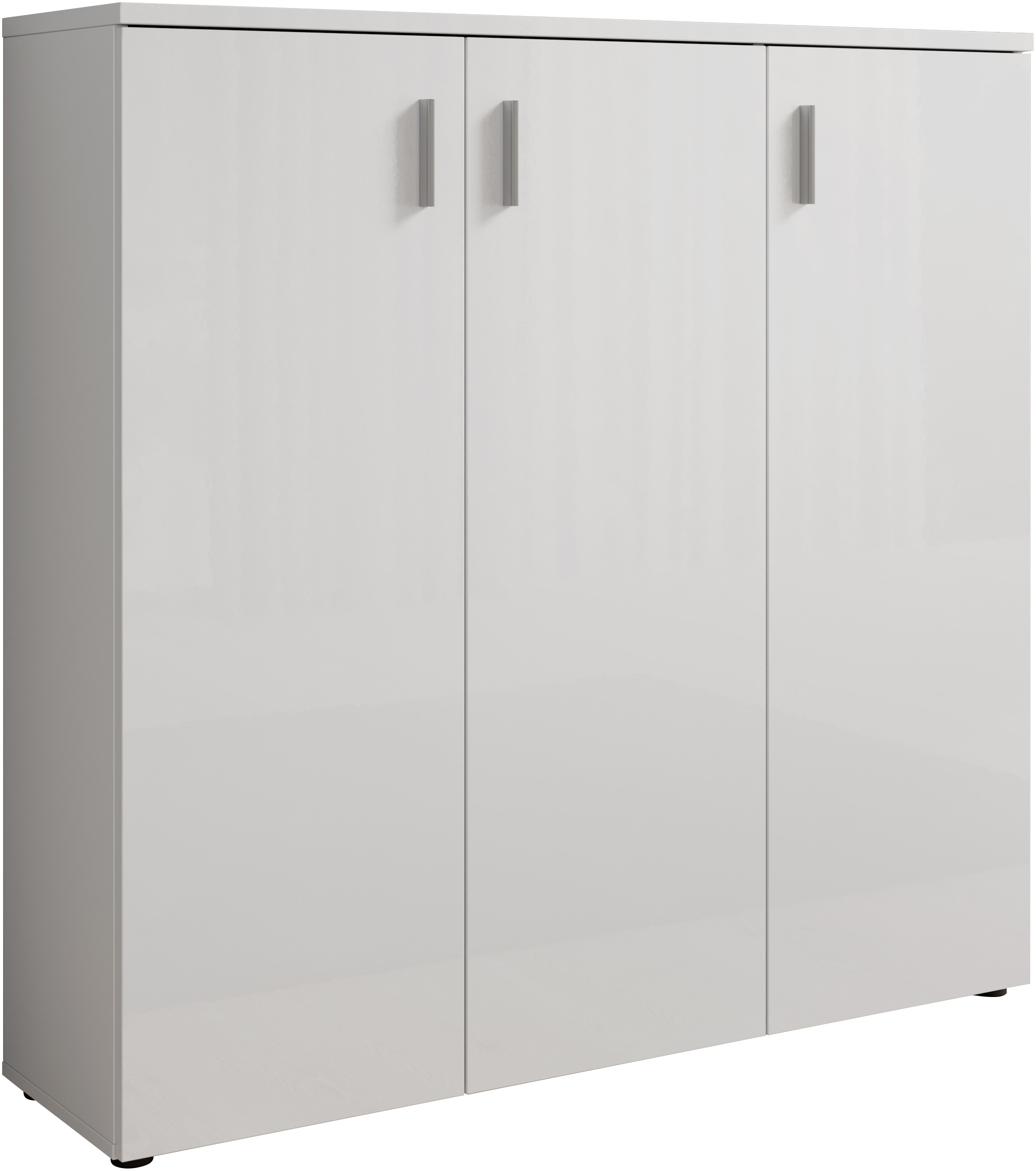 HBZ Schuhschrank »Lincoln weiß Glanz, BxHxT 120x120x35 cm«, (1 St.), Schuhschrank mit 3 Türen, 8 Einlegeböden verstellbar, 2 feste Böden
