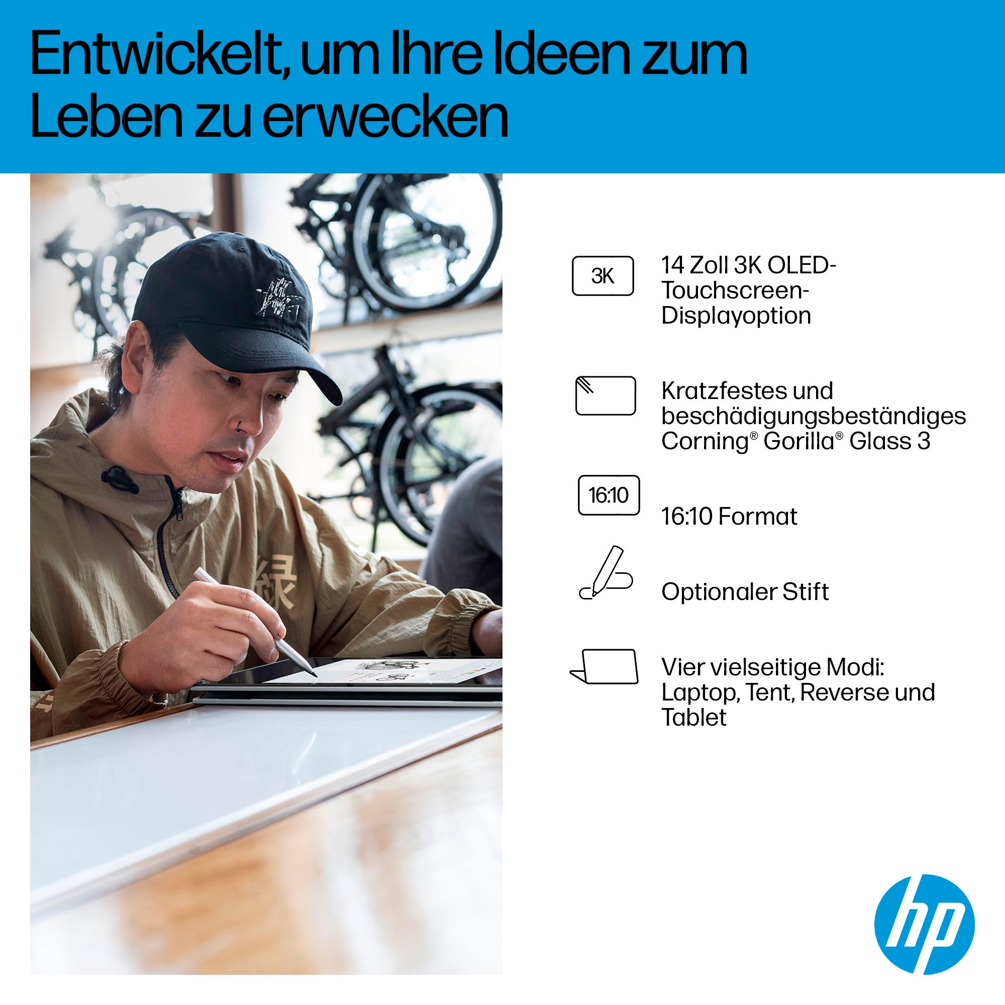 HP Convertible Notebook »OmniBook X Flip 14-fk0252ng«, 35,6 cm, / 14 Zoll, AMD, Ryzen™ AI 5, Radeon, 512 GB SSD