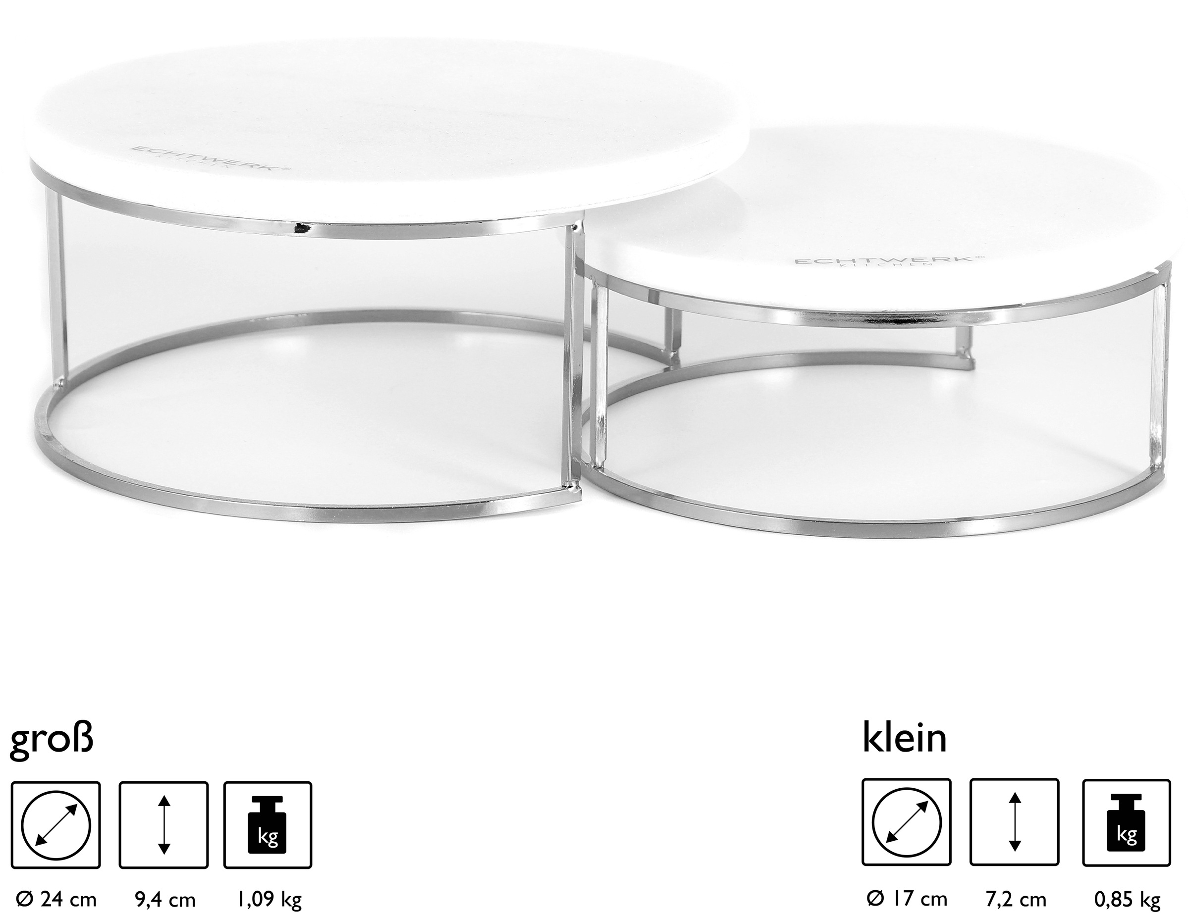 ECHTWERK Etagere »Marmor Etagere«, für Obst, Käse und Dessert mit 2 Ebenen, Ø Marmorplatten ca. 17/ 20 cm