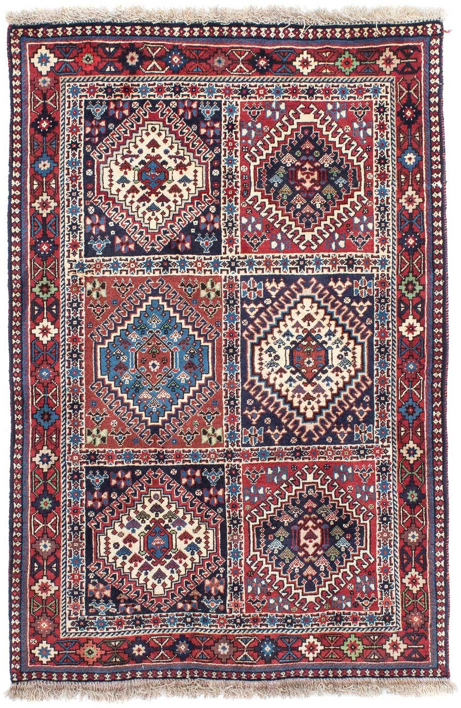 morgenland Wollteppich »Yalameh Felder Blu 143 x 99 cm«, rechteckig, 10 mm günstig online kaufen