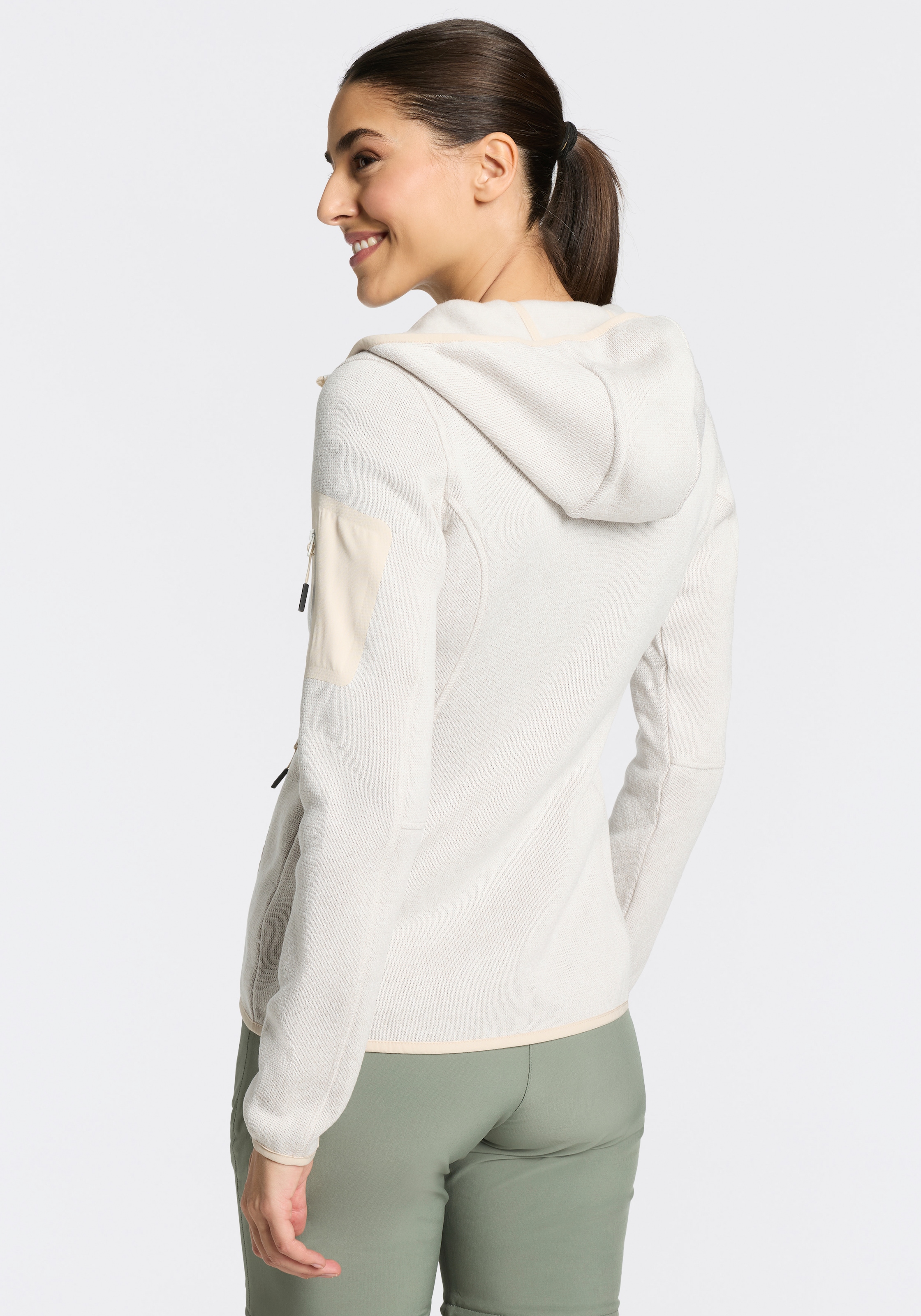 CMP Strickfleecejacke »KNITTED MELANGE HOODY WOMAN HOODY JACKET« mit Kapuze mit Reißverschlusstaschen, atmungsaktiv, schnell trocknend