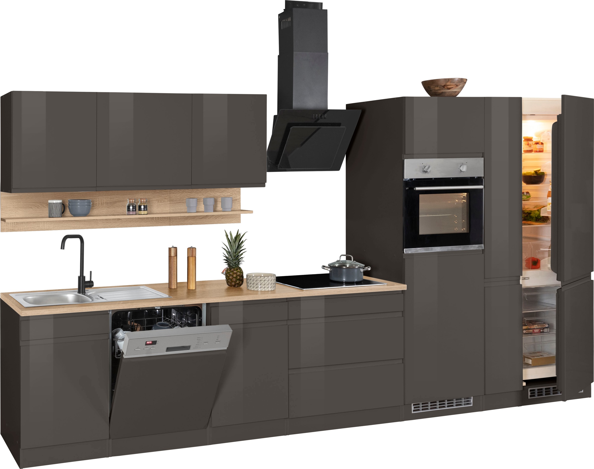 KOCHSTATION Küchenzeile »KS-Virginia«, Breite 390 cm, ohne E-Geräte