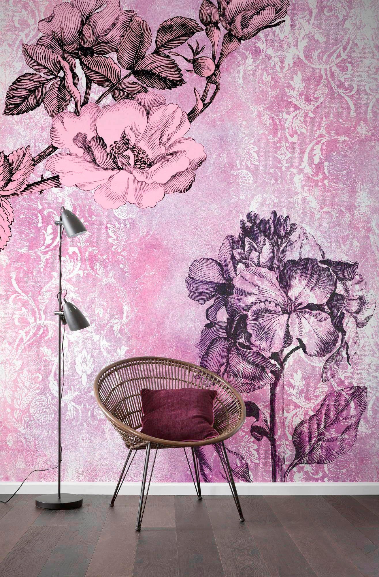 Sanders & Sanders Fototapete Barock Rosa und Lila 200 x 250 cm 611938 günstig online kaufen