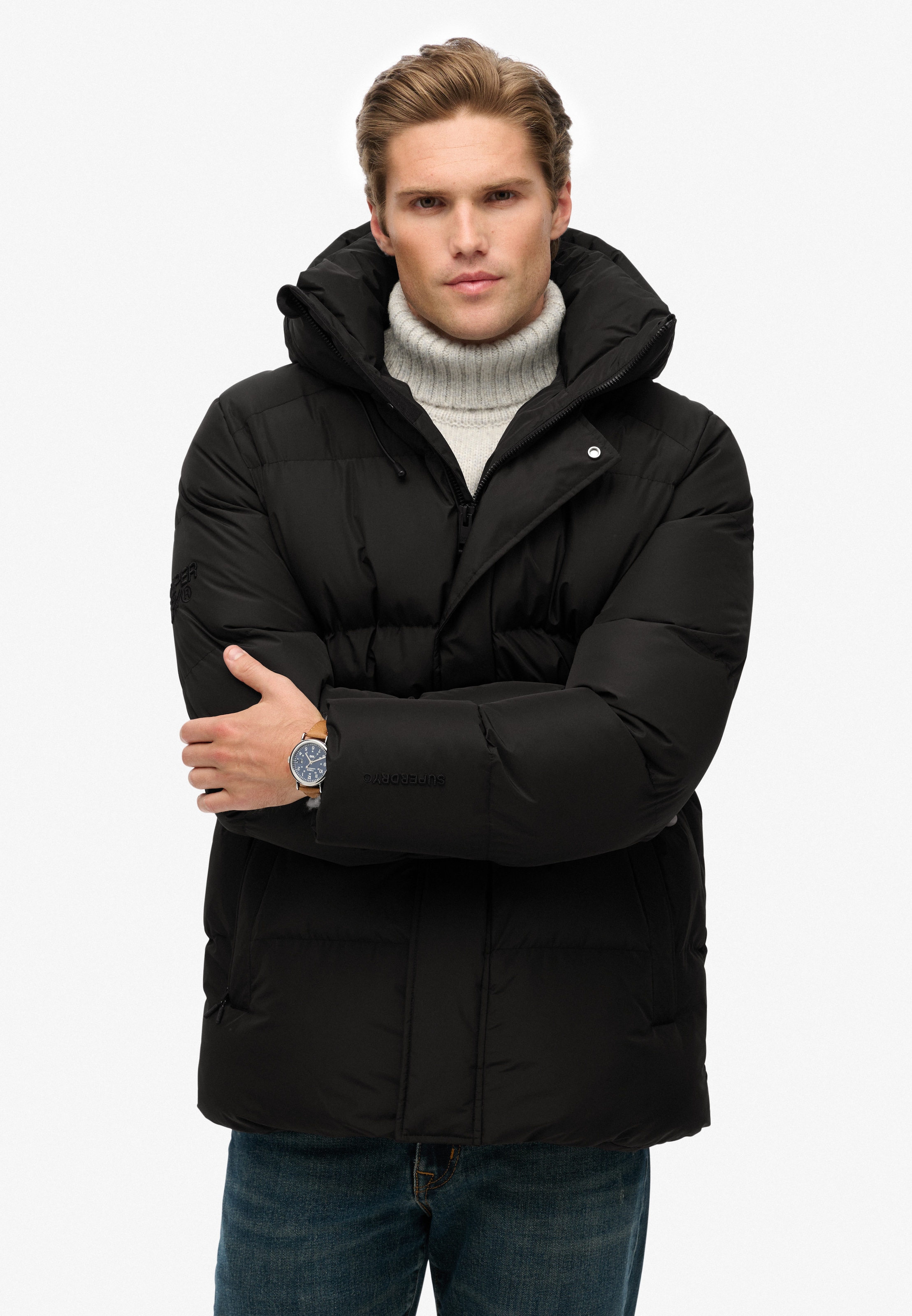 Superdry Steppjacke »HOODED 5 BAFFLE SPORTS PUFFER« mit Kapuze Kunstfaser, relaxed fit