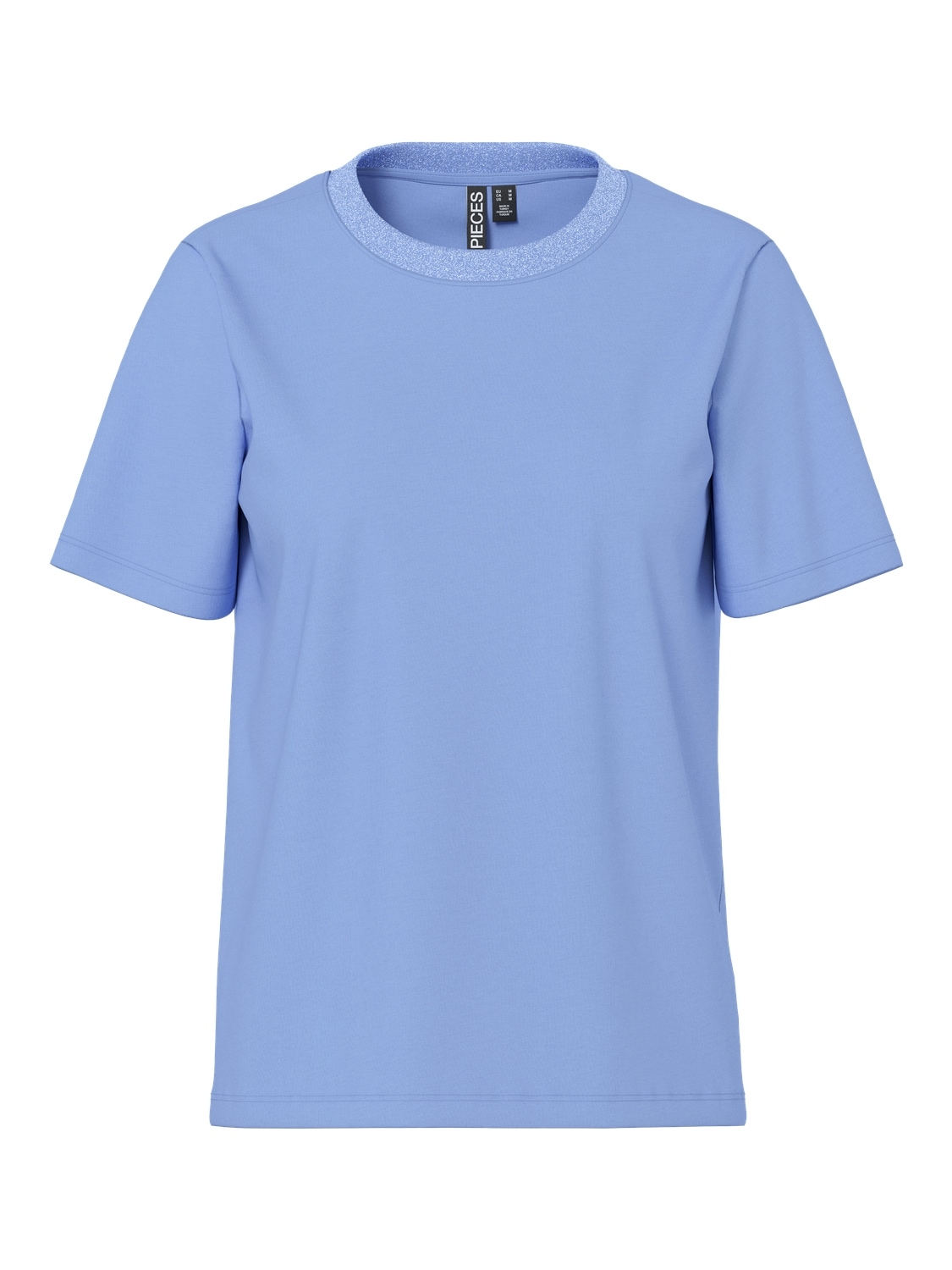 pieces Kurzarmshirt »PCRIA SS LUREX NECK TEE JRS NOOS BC« mit Glitzerdetail
