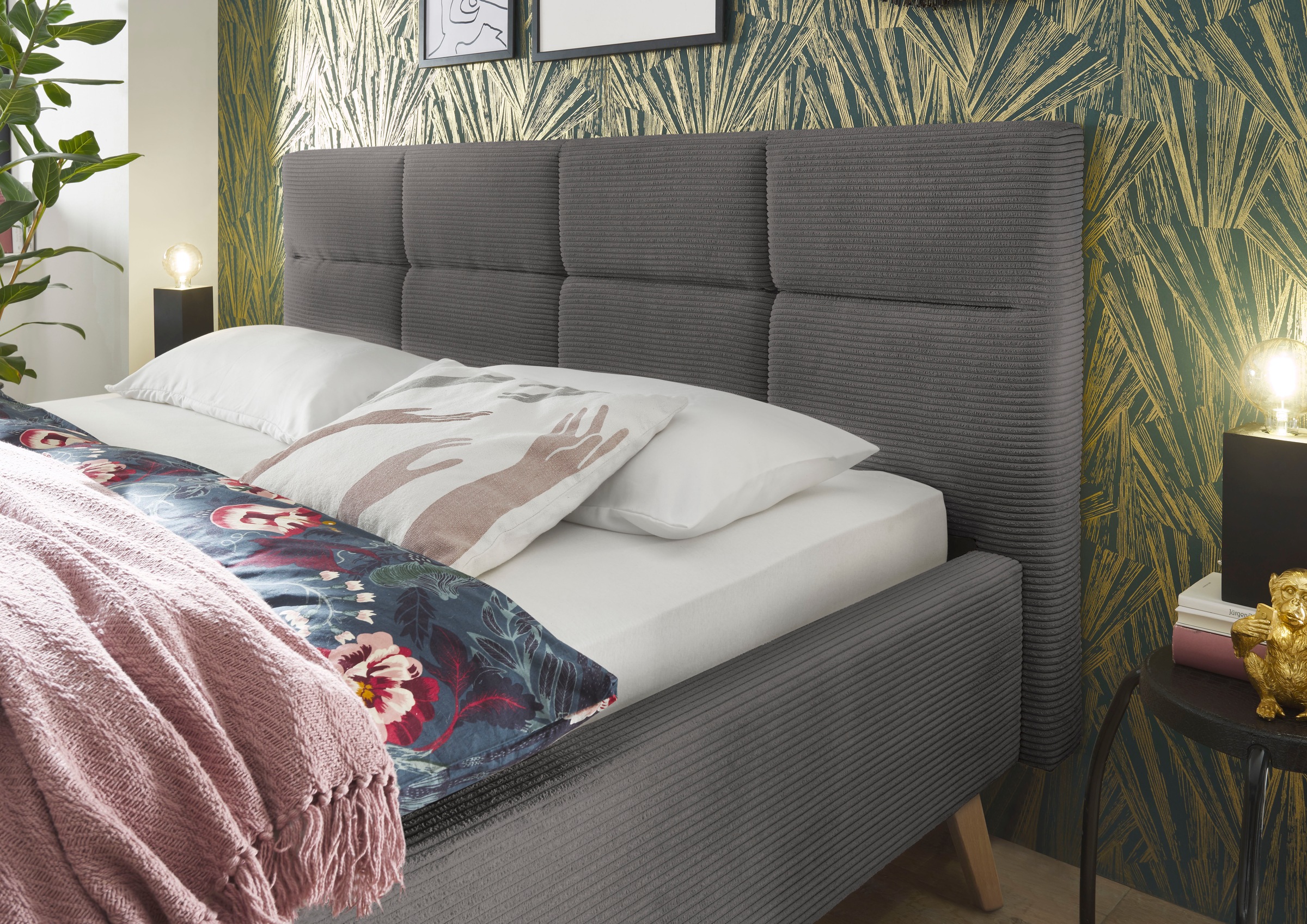 set one by Musterring Polsterbett »Cary« wahlweise mit Matratze und Lattenrost, Füße in Eiche natur