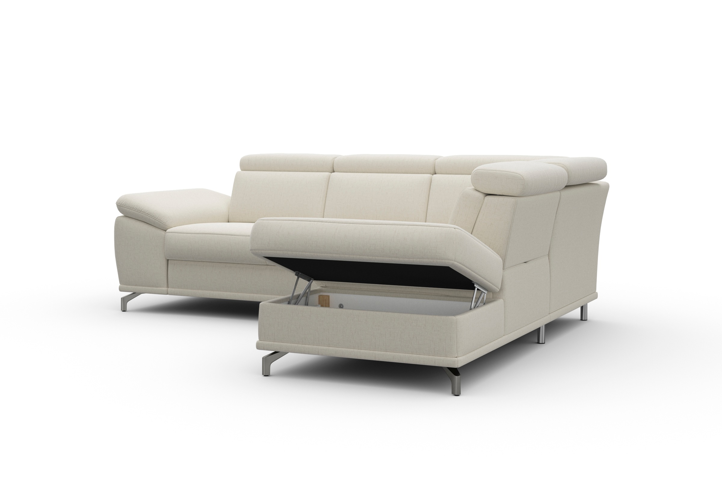 sit&more Ecksofa »Cabrio L-Form, mit Sitztiefenverstellung, Arm- und Kopfteilverstellung«, 3 Nierenkissen, Federkern, optional Bettfunktion und Stauraum