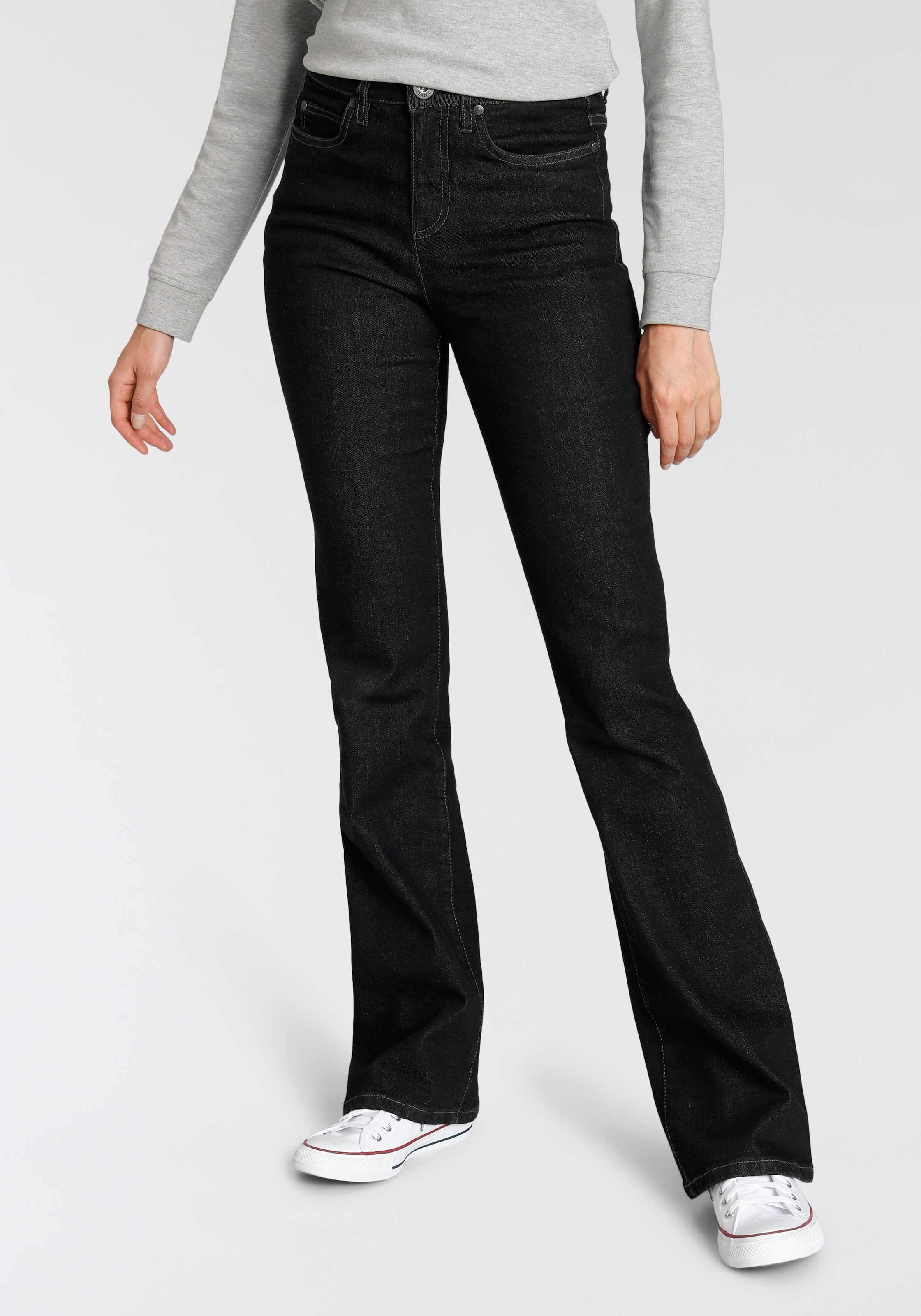 Arizona Bootcut-Jeans »Comfort-Fit«, ausgestellte Beinform, mit Eingrifftaschen, High-Waist