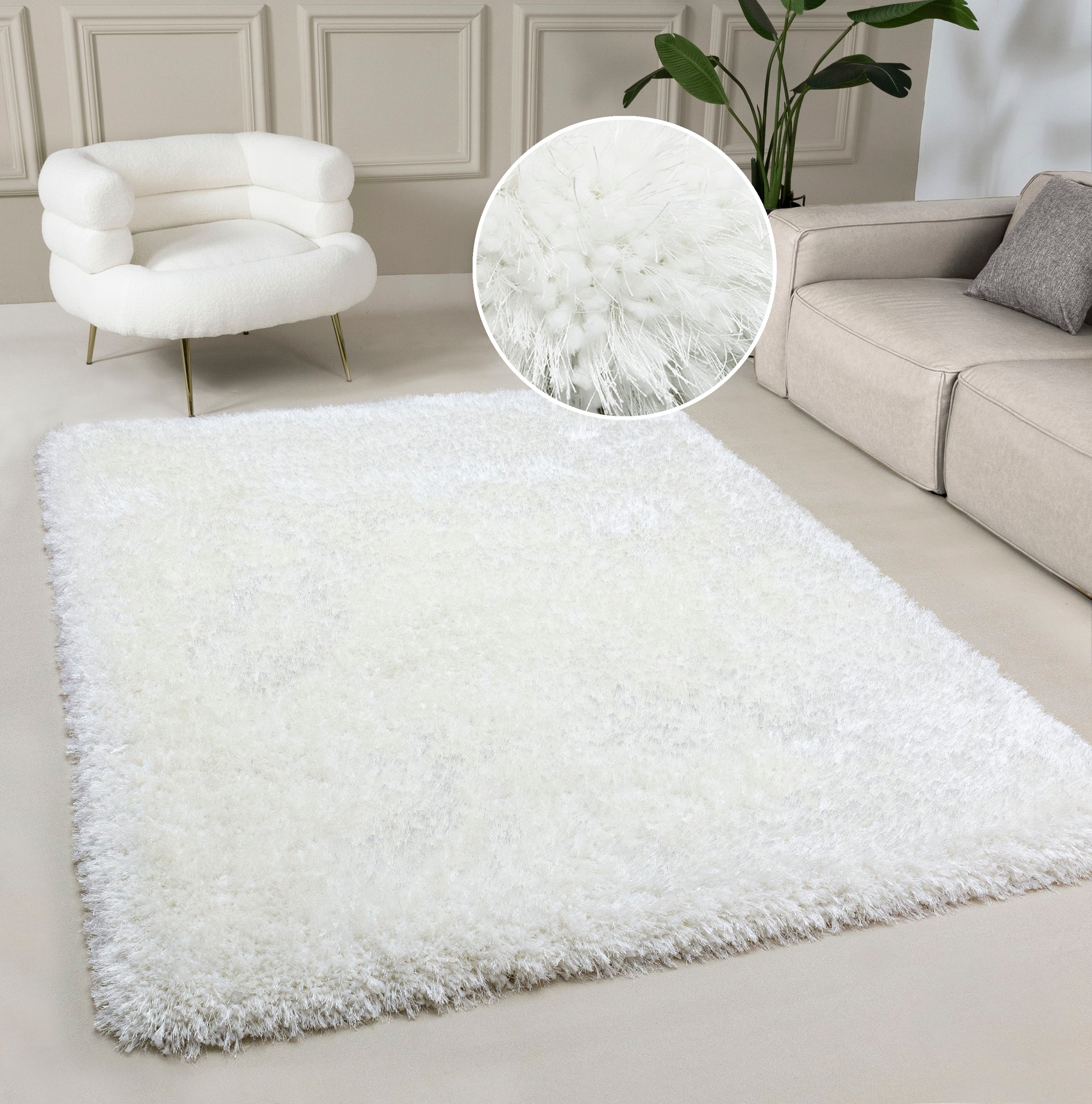 Guido Maria Kretschmer Home&Living Hochflor-Teppich »Micro exclusiv Teppich, sehr hoher Flor, weich durch Mikrofaser«, rechteckig, 78 mm Höhe, sehr weich, flauschig, uni, Wohnzimmer, Schlafzimmer, Kinderzimmer