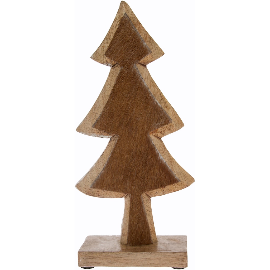 Myflair Möbel & Accessoires Dekobaum »aus Holz, mit Fell-Dekoration, Weihnachtsdeko«