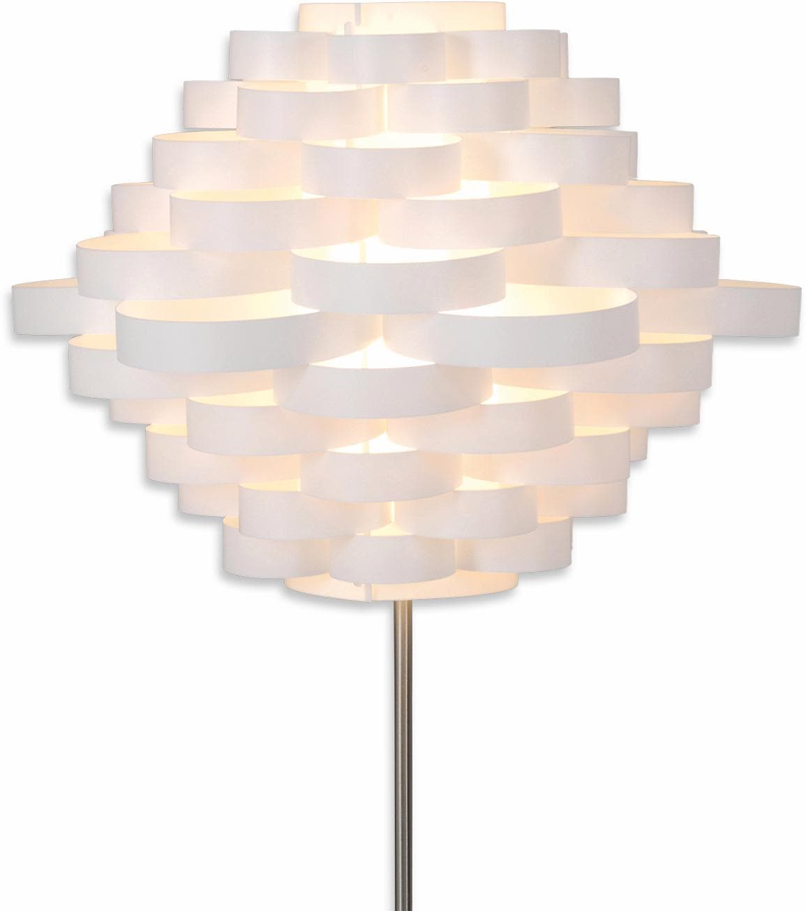 näve Stehlampe »White Line«, 1 flammig, Leuchtmittel E27 | ohne Leuchtmittel, E27 max. 40W, weiß/nickel, Kunststoff/Metall, h: 150cm, d: 55cm