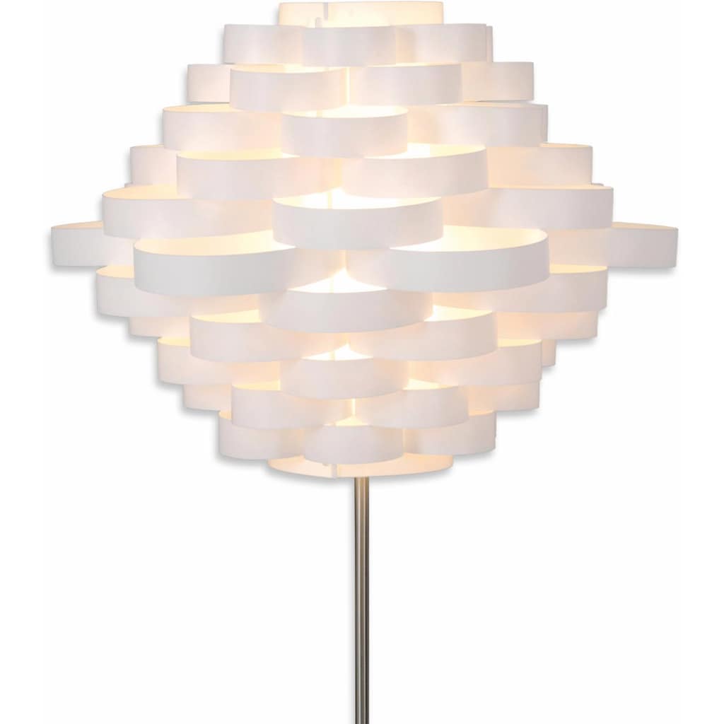 näve Stehlampe »White Line«, 1 flammig-flammig, E27 max. 40W, weiß/nickel, Kunststoff/Metall, h: 150cm, d: 55cm