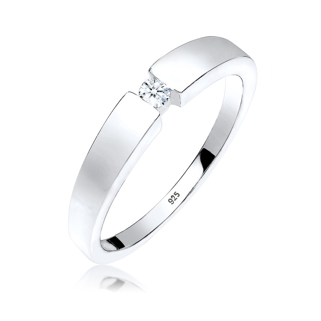 Elli DIAMONDS Verlobungsring »Klassisch Bandring Diamant 0.06 ct. 925 Silber«