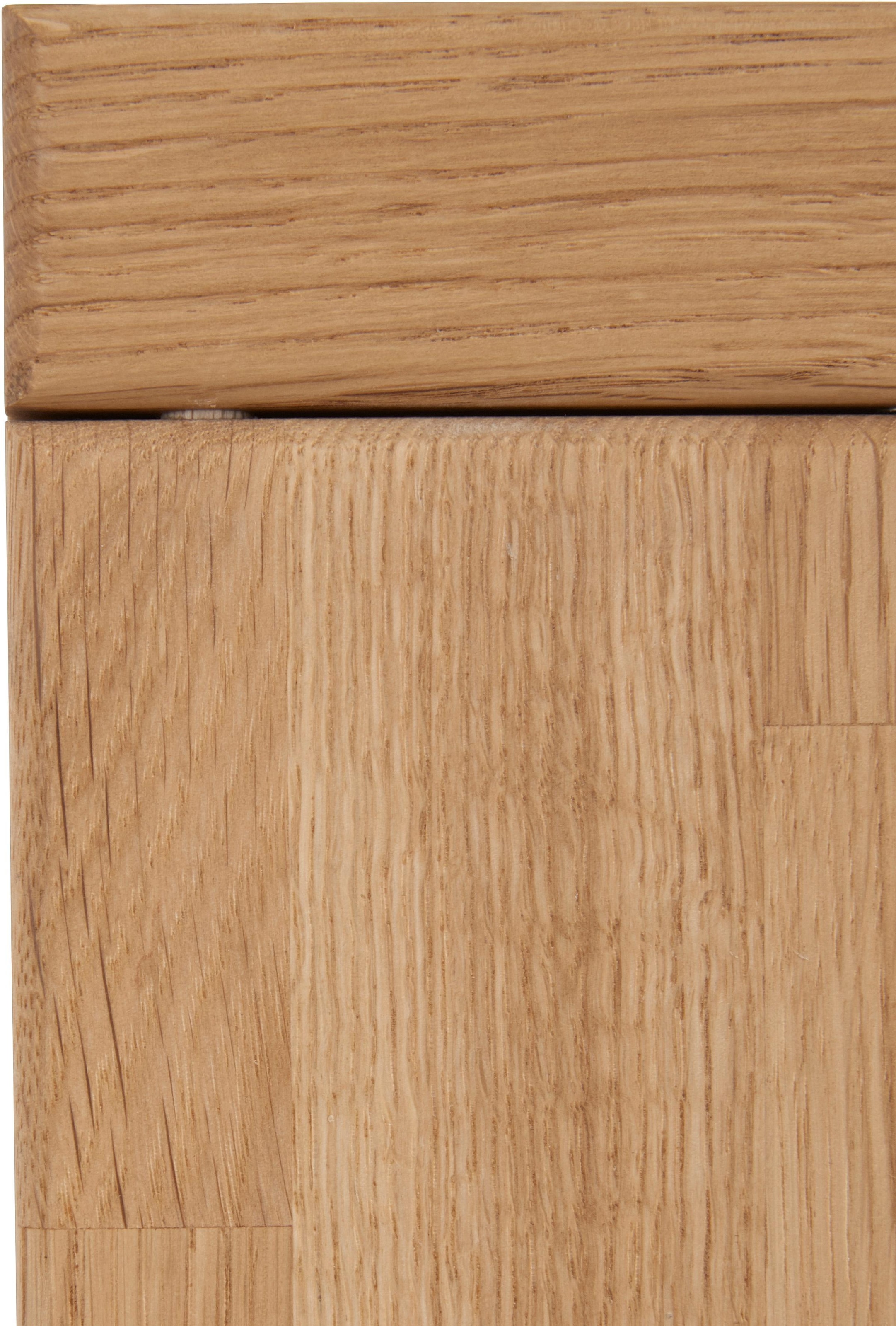 Home affaire Kommode »Celle,90cm breit,35 cm tief, Fronten Massivholz«, Holz massiv, Holzwerkstoff, Metall Griffe,3 breite Fächer