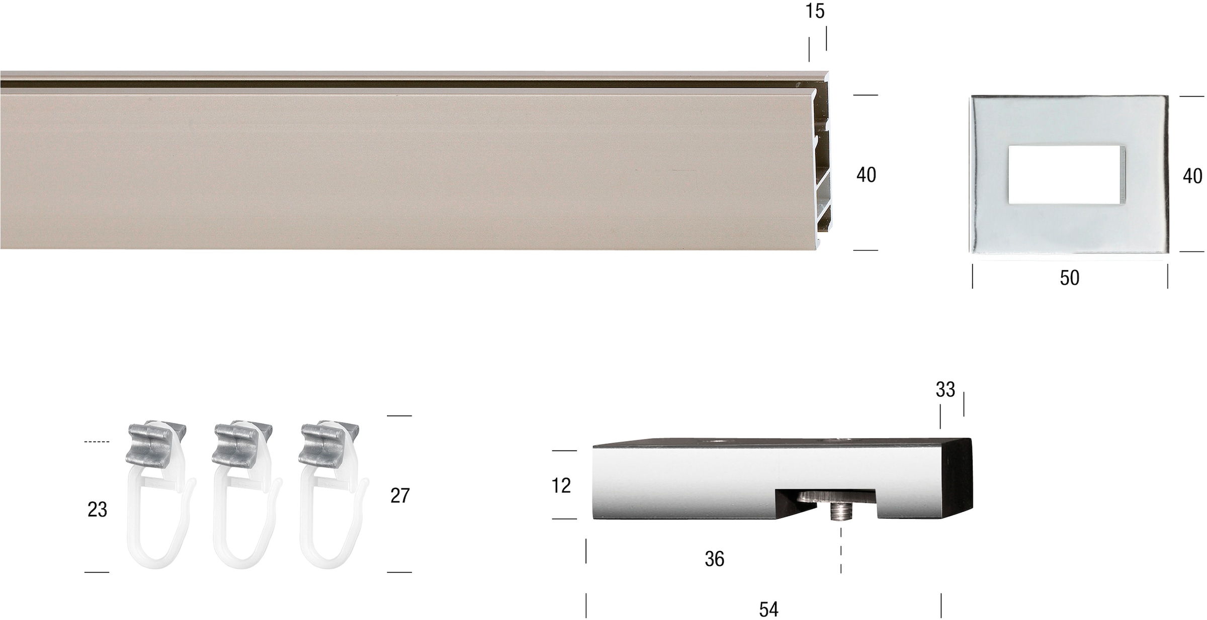 GARESA Gardinenstange »FLAT«, 1 läufig-läufig, Wunschmaßlänge, Rechteckprofil, Deckenmontage, perfekter Lauf, modern, verlängerbar