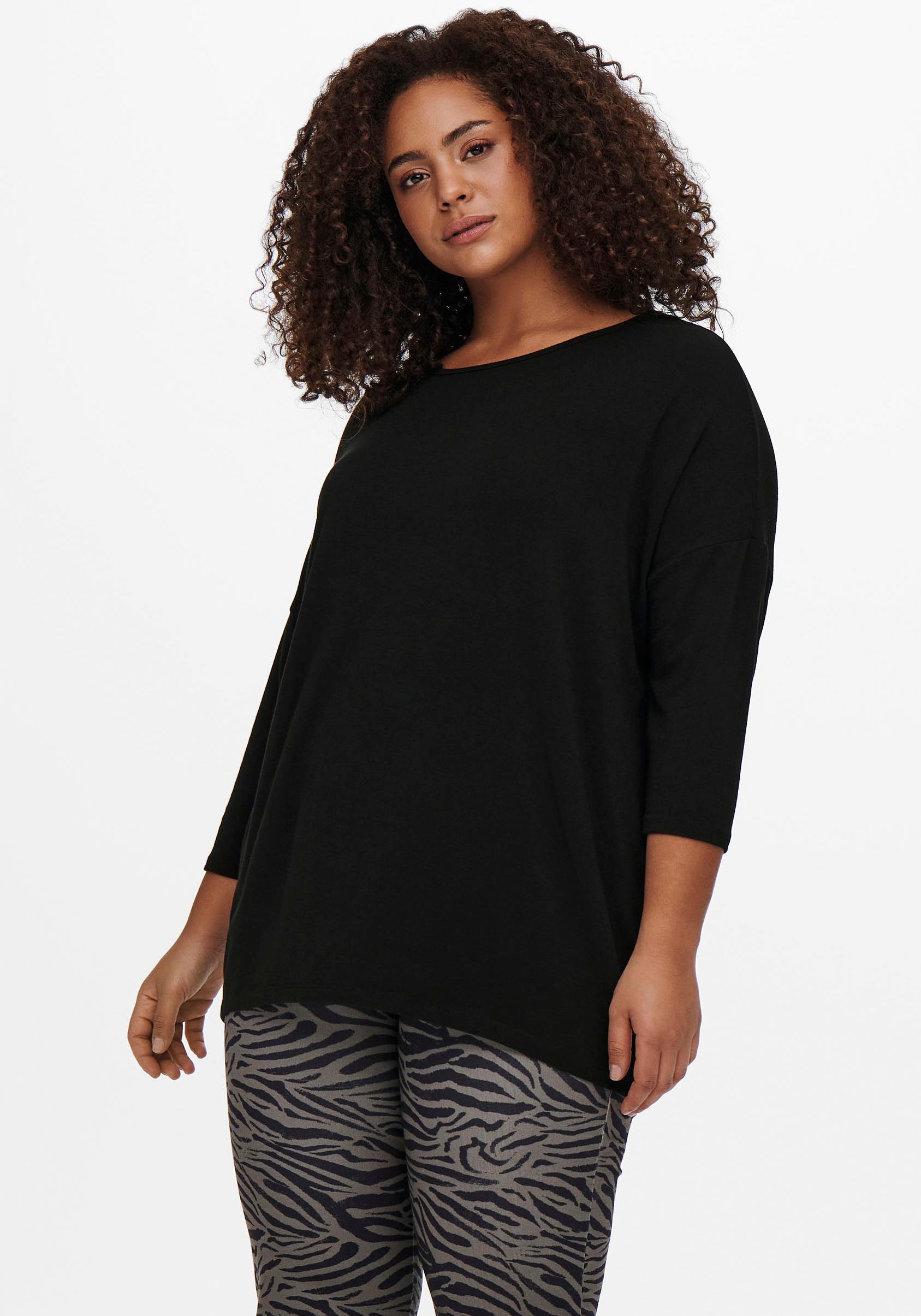 ONLY CARMAKOMA 3/4-Arm-Shirt »CARLAMOUR« aus weichem Materialmix