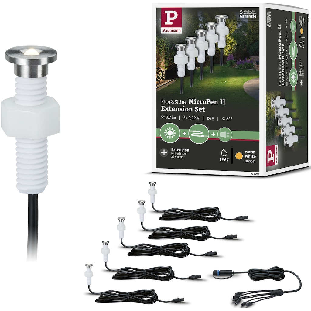 Paulmann LED Einbauleuchte »Plug & Shine«, 5 flammig-flammig, LED-Modul, IP67 3000K Edelstahl, 5er Set