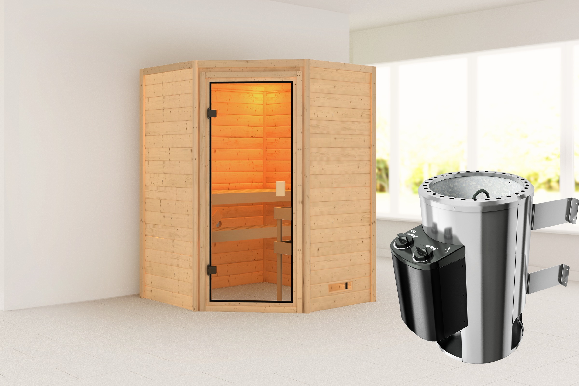 Karibu Sauna »"Anni" mit bronzierter Tür, naturbelassen« aus hochwertiger n günstig online kaufen