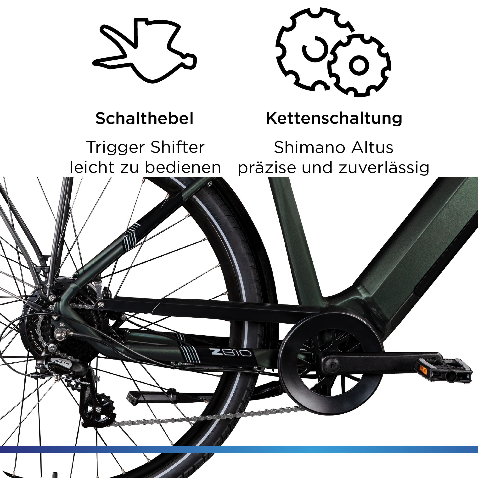 Zündapp E-Bike »Z810«, 8 Gang, Shimano, Altus RD-M310, Heckmotor 250 W