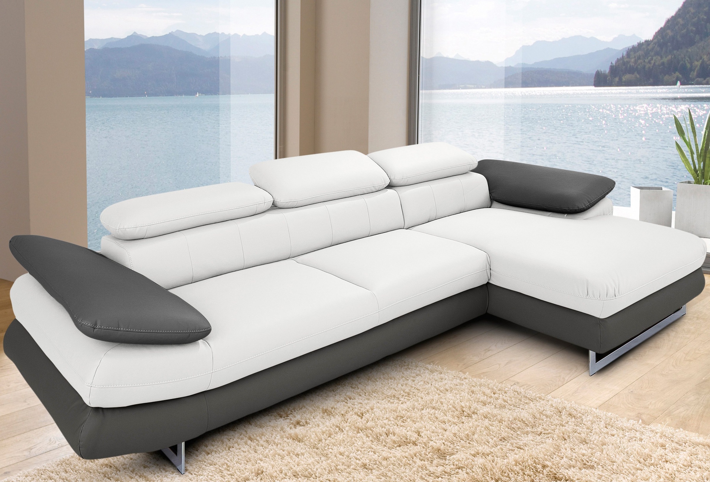 COTTA Ecksofa »Solution L-Form« mit Arm- & Kopfteilverstellung, wahlweise m günstig online kaufen