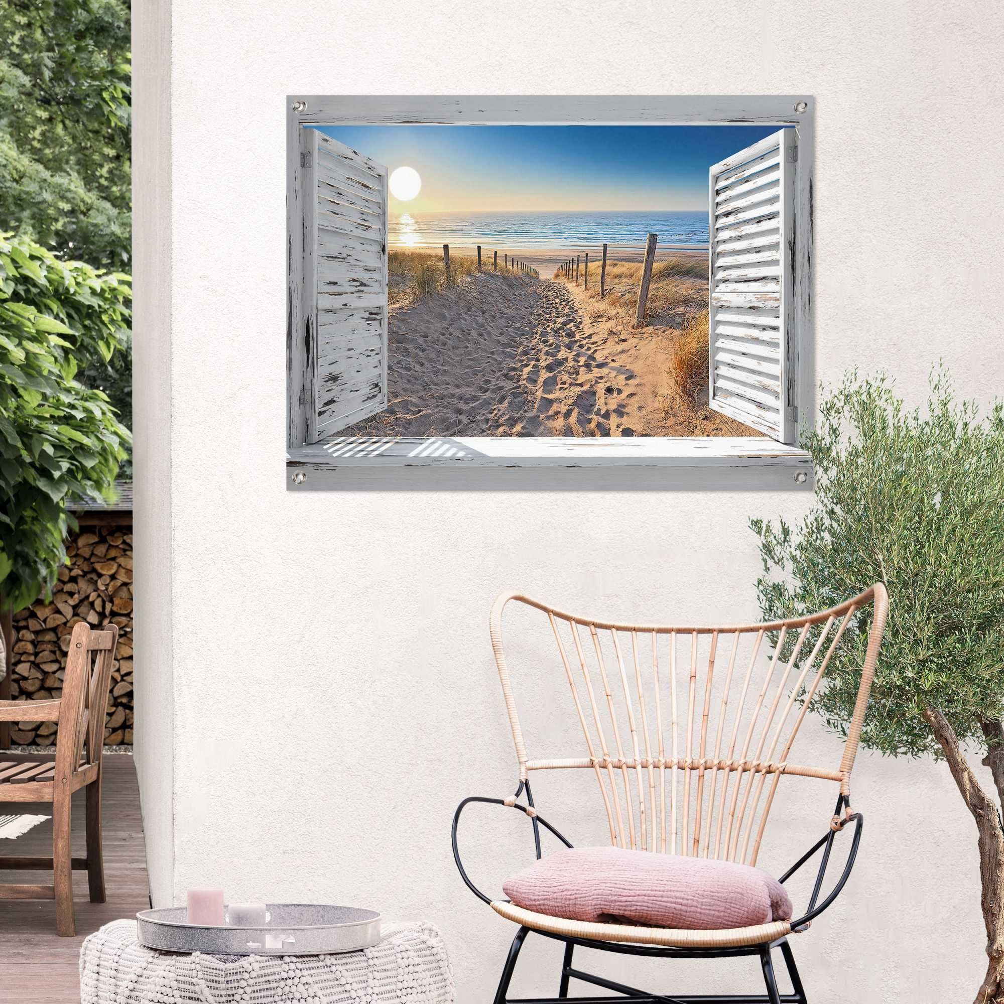 Reinders! Poster »Dünenpfad durch das Fenster«, Outdoor für Garten oder Balkon