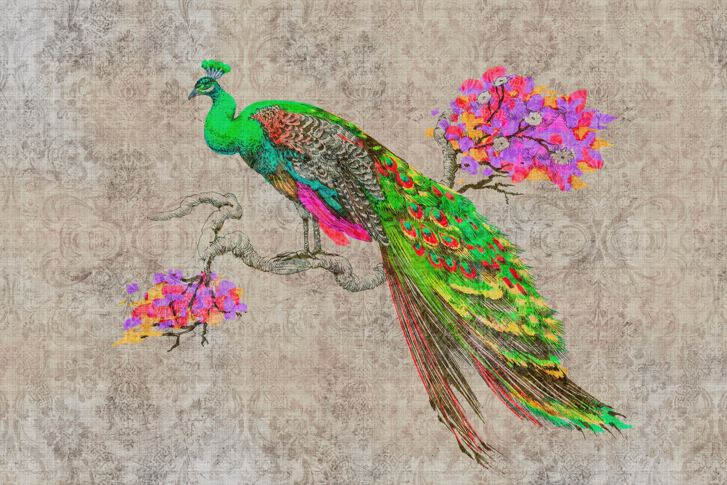 A.S. Création Leinwandbild »peacock«, Kunst-Tiere-Kinder, (1 St.), Keilrahmen Bild Bunt Pfau Leinwand-Bild Wohnzimmer modern Wandbild