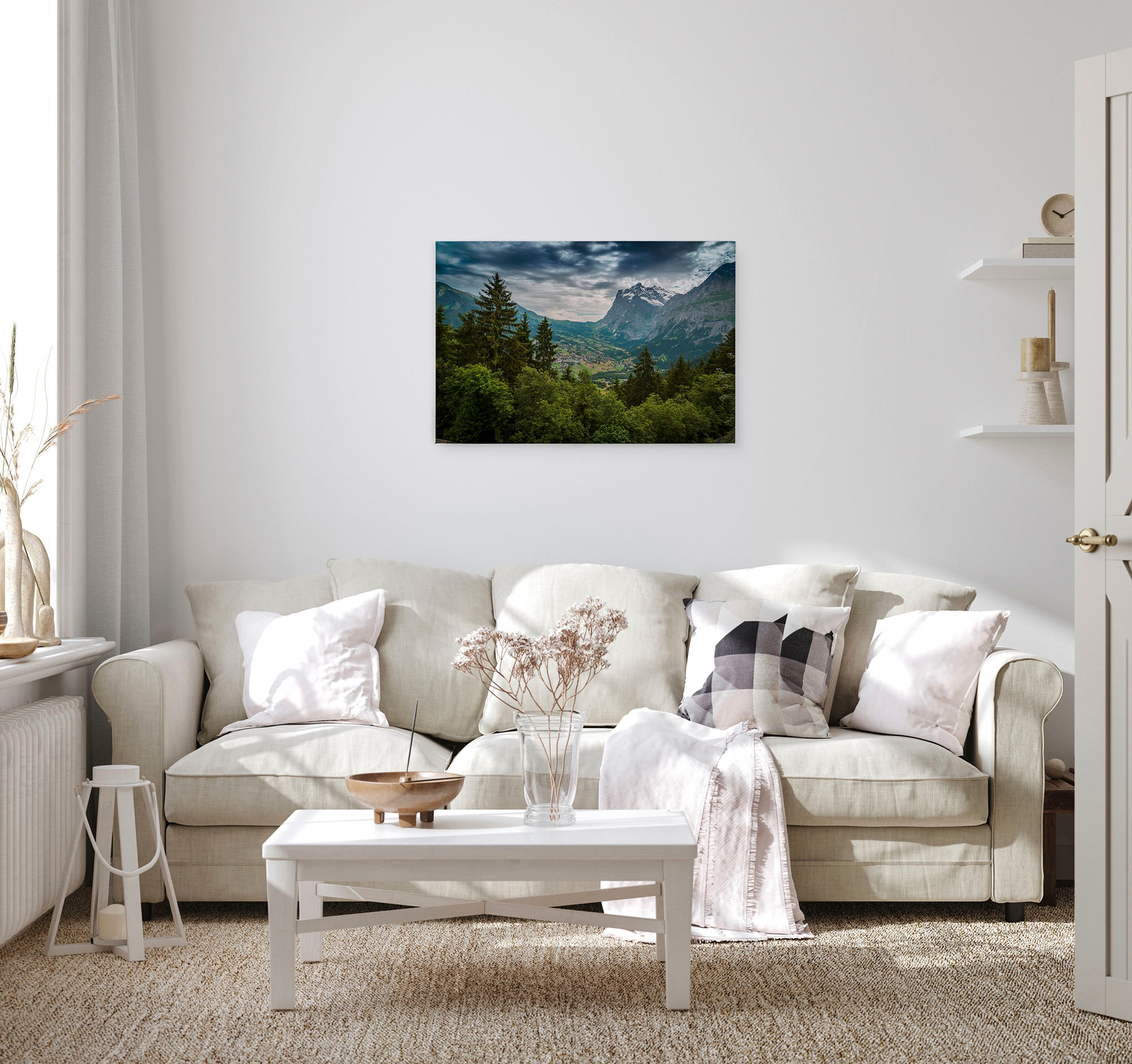 A.S. Création Leinwandbild »Mountain Views«, Kunst-Landschaft-Kinder, (1 St.), Bild Landschaft Bäume Gebirge Keilrahmen Leinwand-Bild Wohnzimmer Wand