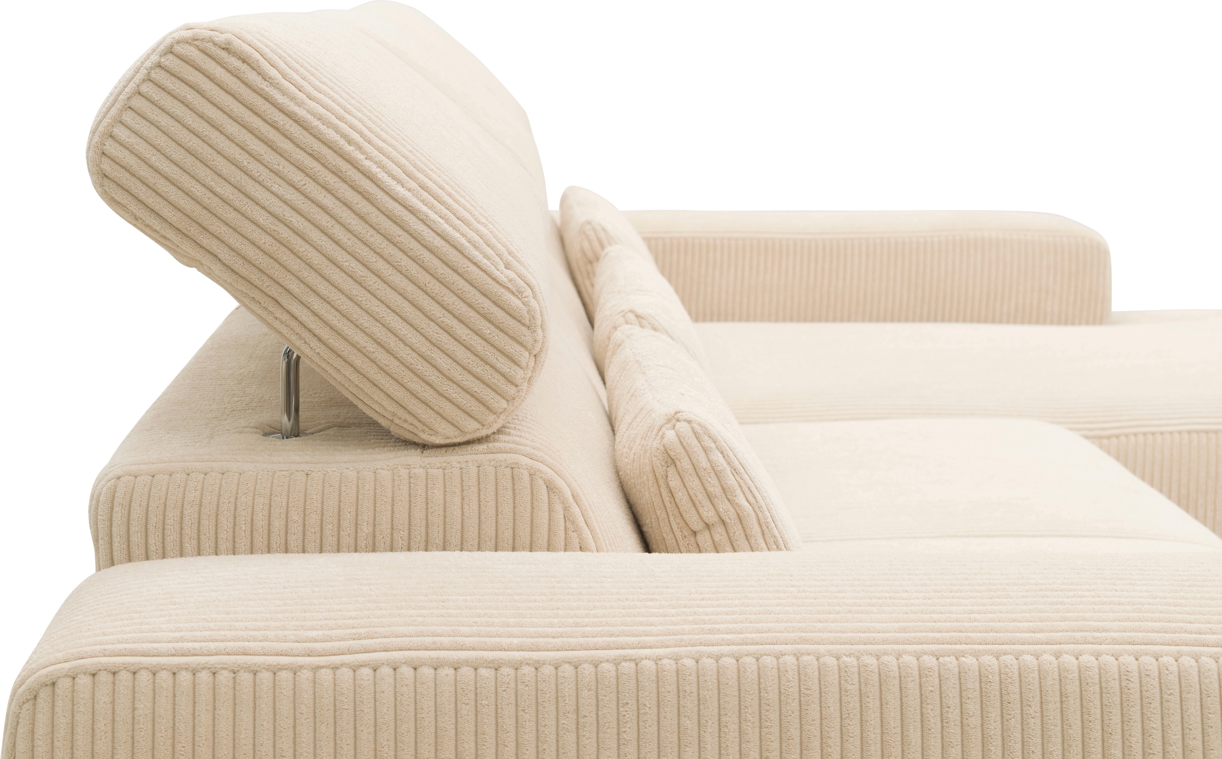 DOMO collection Ecksofa »Brandon B/T/H: 289/177/80 cm, belastbar bis 140kg/ Sitz, auch in Cord«, mit Kopfteilverstellung, wahlweise Sitztiefenverstellung, L-Form