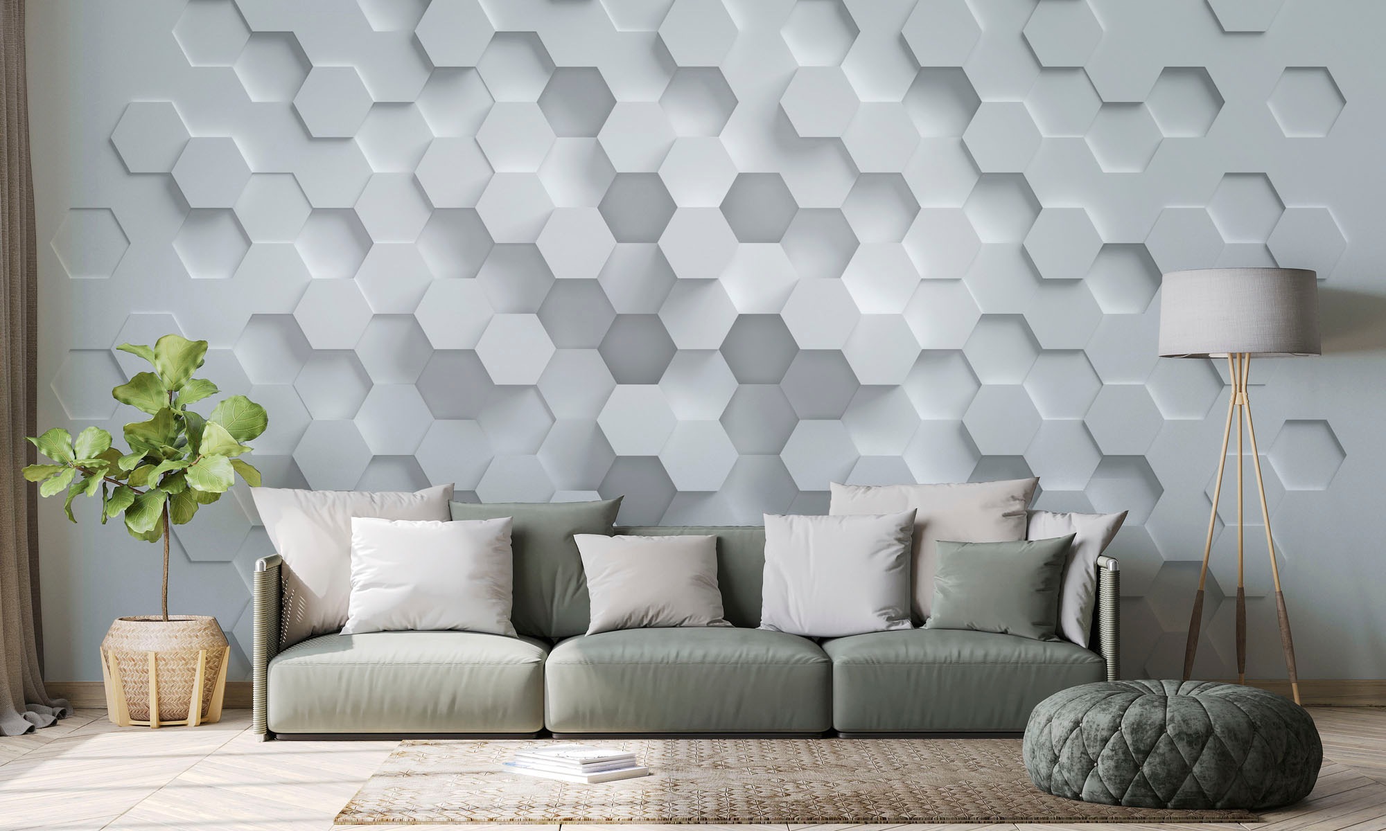 living walls Fototapete »The Wall«, 3D-Optik-matt-geometrisch, Fototapete Geometrisch Tapete 3D Tapeten Wohnzimmer Schlafzimmer Optik