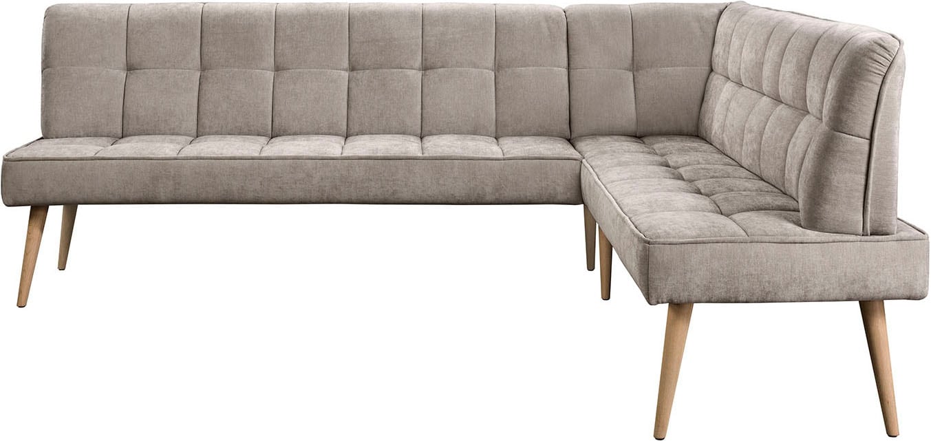 exxpo - sofa fashion Eckbank »Latte« moderne Sitz- und Rückensteppung, bequem und elegant, hoher Holzfuß