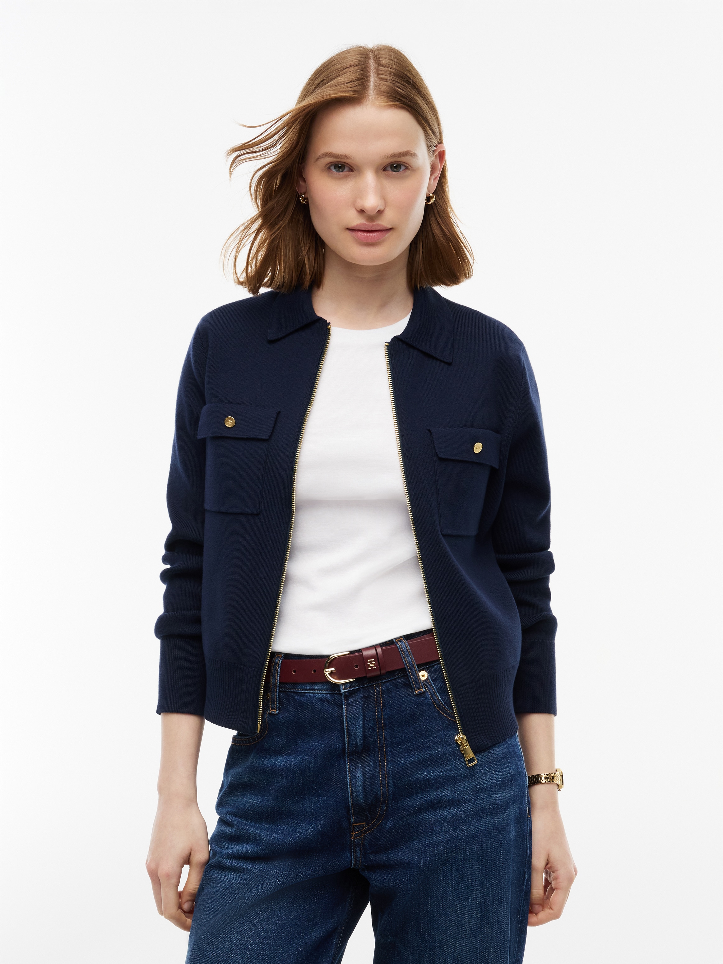 Tommy Hilfiger Strickjacke »COTTON FULL NEEDLE REG JACKET« Baumwollmischung