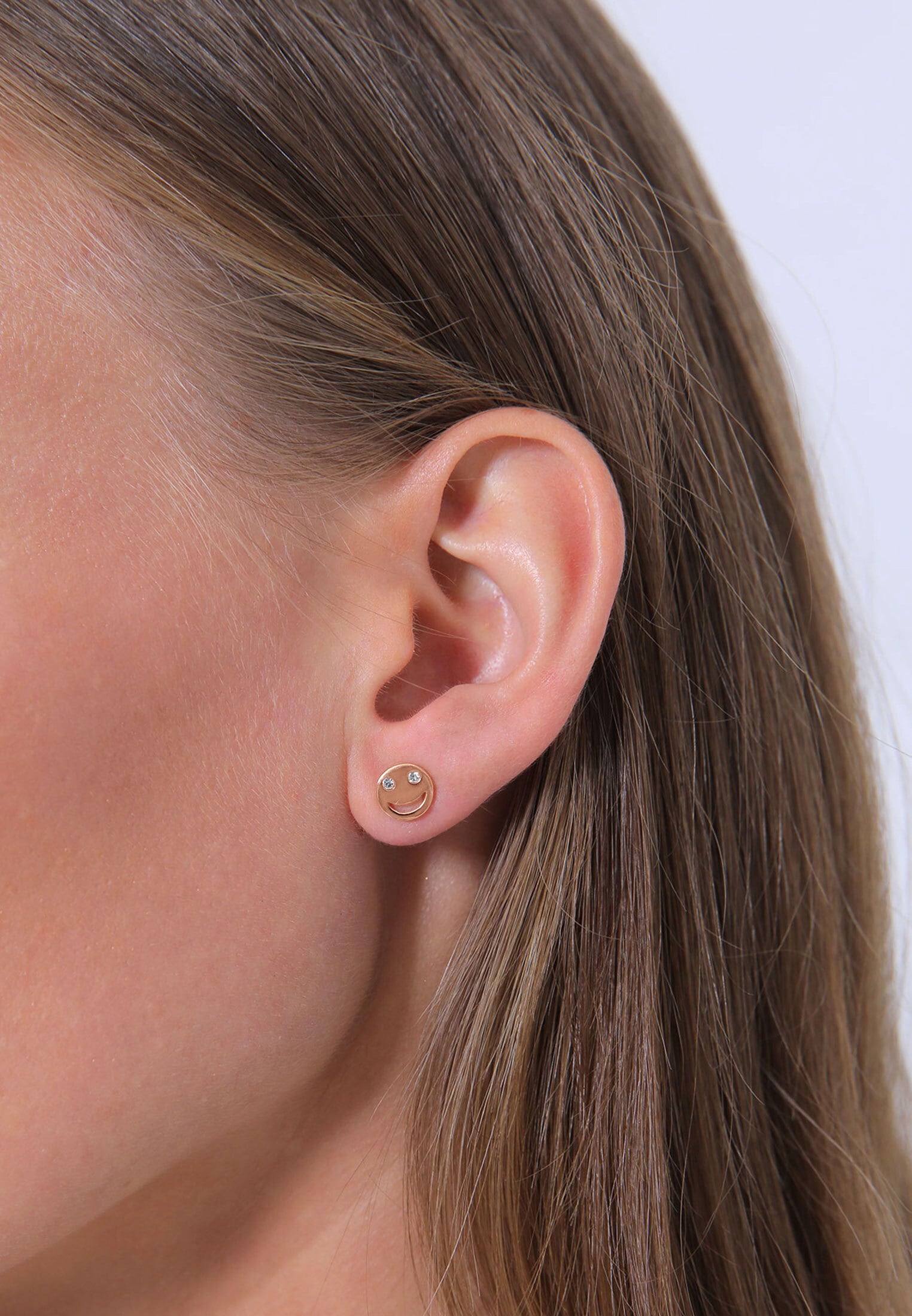 Elli Paar Ohrstecker »mit Smiling Face Kristalle 925 Silber«