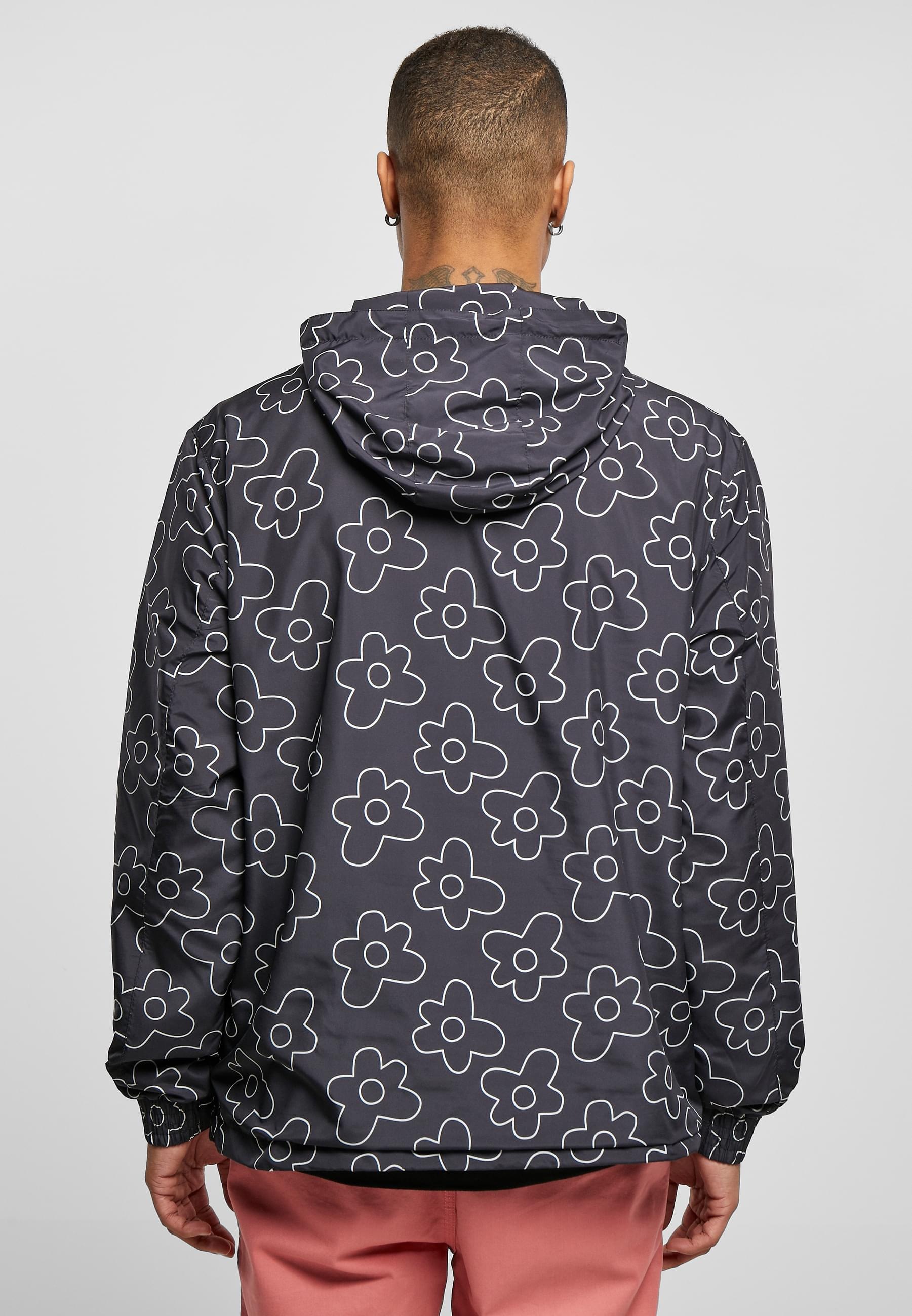 URBAN CLASSICS Windbreaker »Urban Classics Herren Flower AOP Pull Over Jacket« 1 Stk. tlg. mit Kapuze