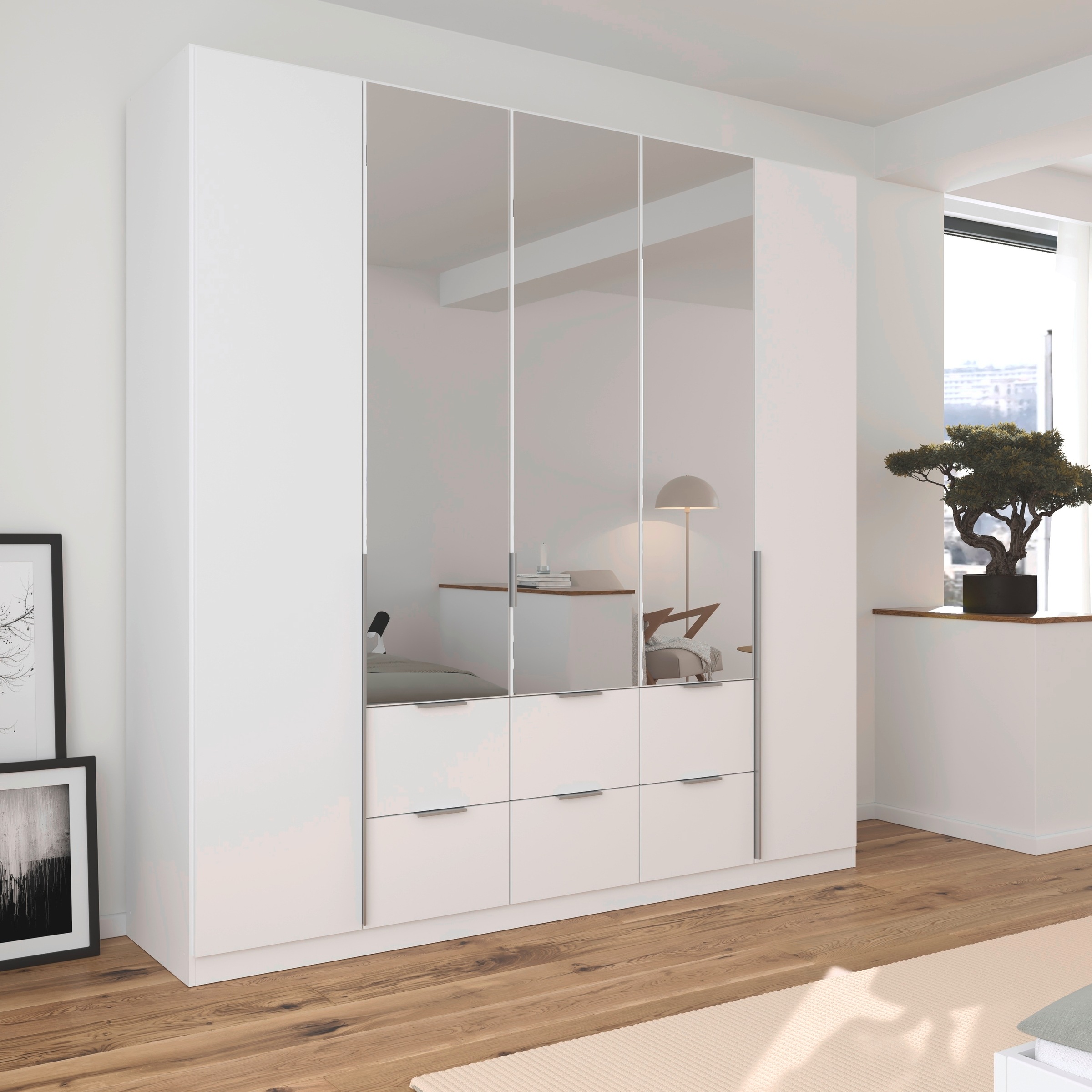 rauch Drehtürenschrank »Kleiderschrank Schrank Garderobe AGORDO mit Dekor- oder Hochglanzfront«, (in zwei Griff-Farben, Breiten 91-360 cm), mit Außenschubkästen, in 7 Breiten und 2 Höhen MADE IN GERMANY