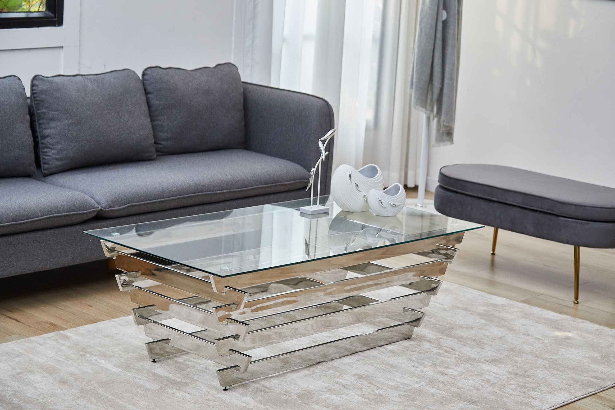 SalesFever Couchtisch »Eleganter Tisch für Wohnzimmer« Edles Design-Gestell günstig online kaufen