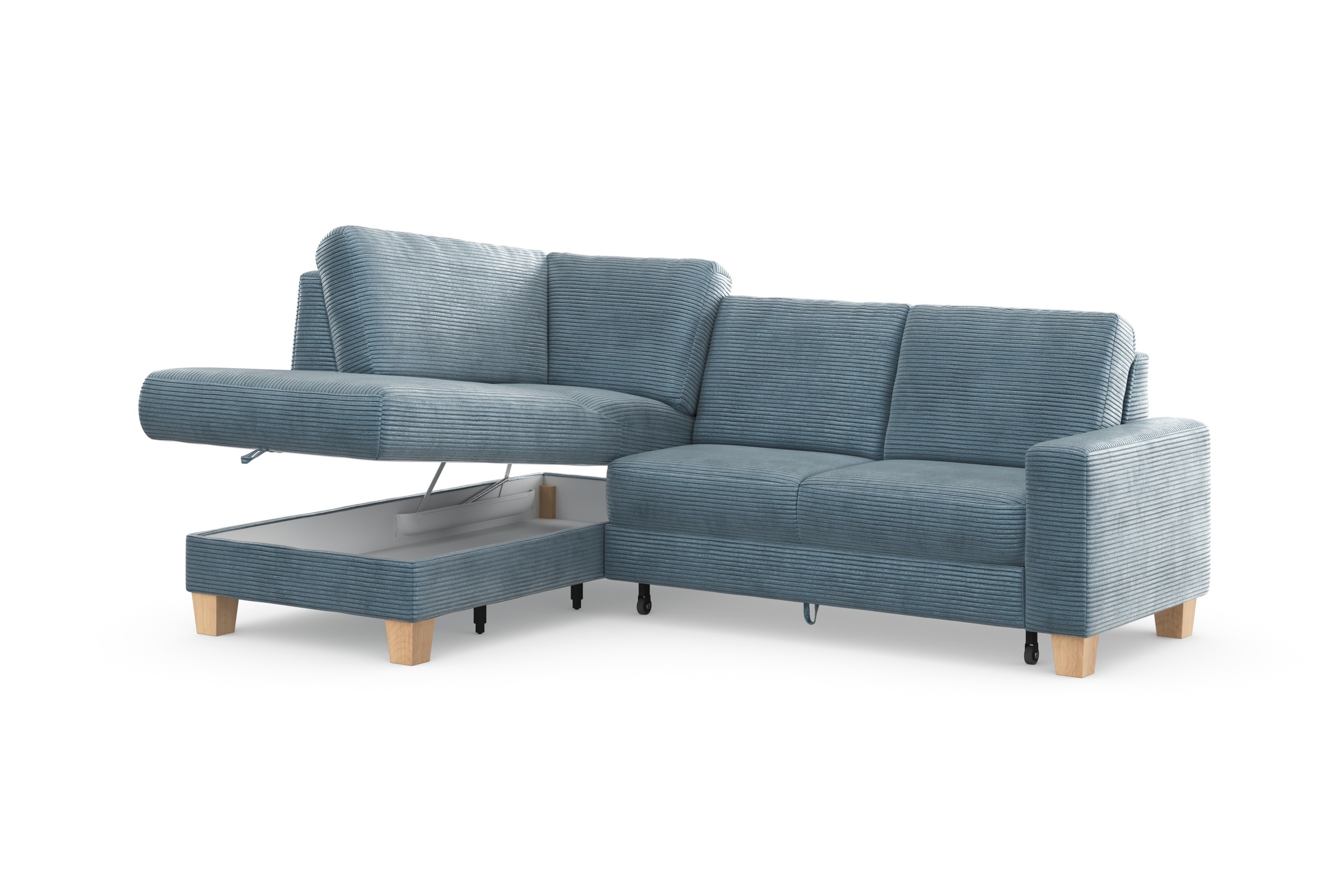 Home affaire Ecksofa »Summer L-Form«, mit Ottomane, wahlweise mit Bettfunktion und Bettkasten, Cord-Bezug