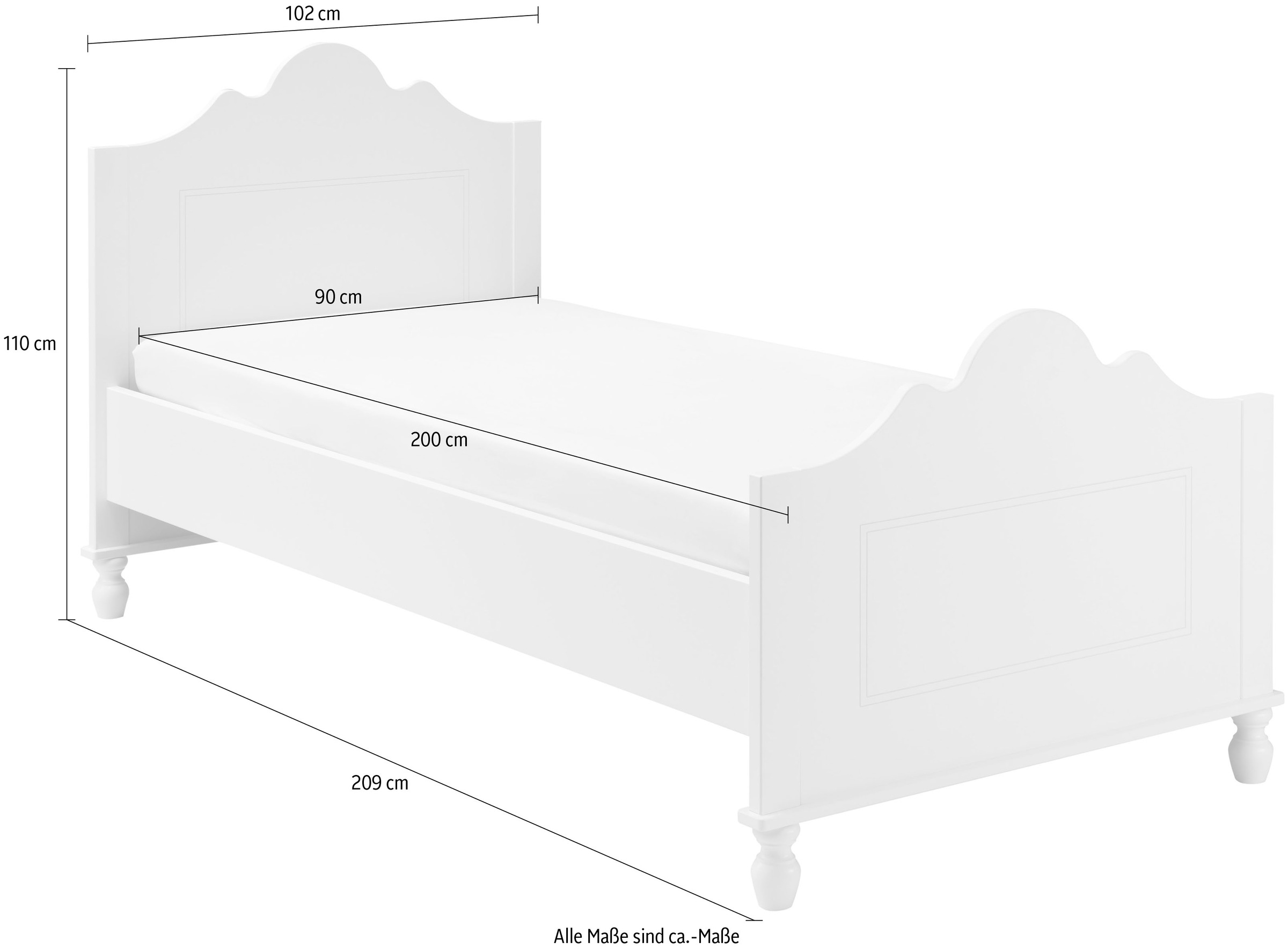 2. Bild von Fantasykids Kinderbett »Klaudia«, Jugendbett, Einzelbett 90x200 cm, inkl. Lattenrost