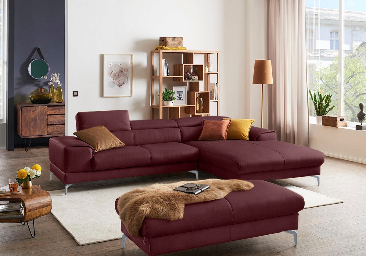 W.SCHILLIG Polsterhocker »piedroo, Designsofa mit tollem Sitzkomfort, bequem, L-Form«, Füße in Silber matt