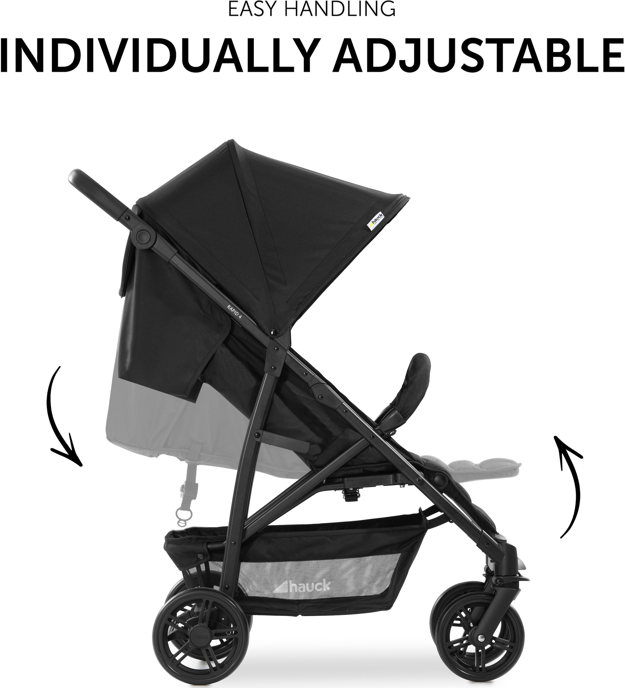 Hauck Kinder-Buggy »Rapid 4, schwarz«, 25 kg, mit schwenk- und feststellbaren Vorderrädern