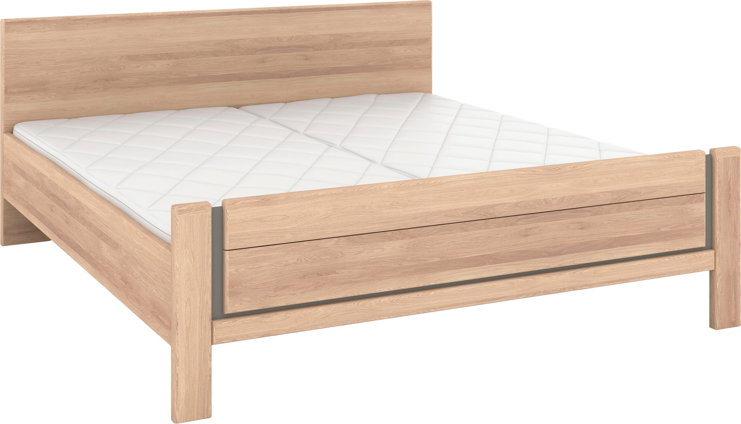 Musterring Holzbett »Sorrent, Bettgestell, Bettrahmen, teilmassiv Eiche«, (MADE IN GERMANY), Eiche teilmassiv, Liegehöhenverstellung, Stollenfußteil