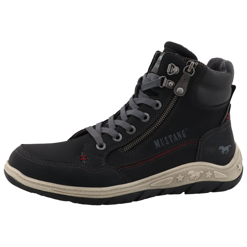 MUSTANG SHOES Schnürboots »Benedetto« High Top Sneaker, Schnürboots mit Reißverschluss schwarz 45 45 Schnürboots mit trendigem Zierreißverschluss