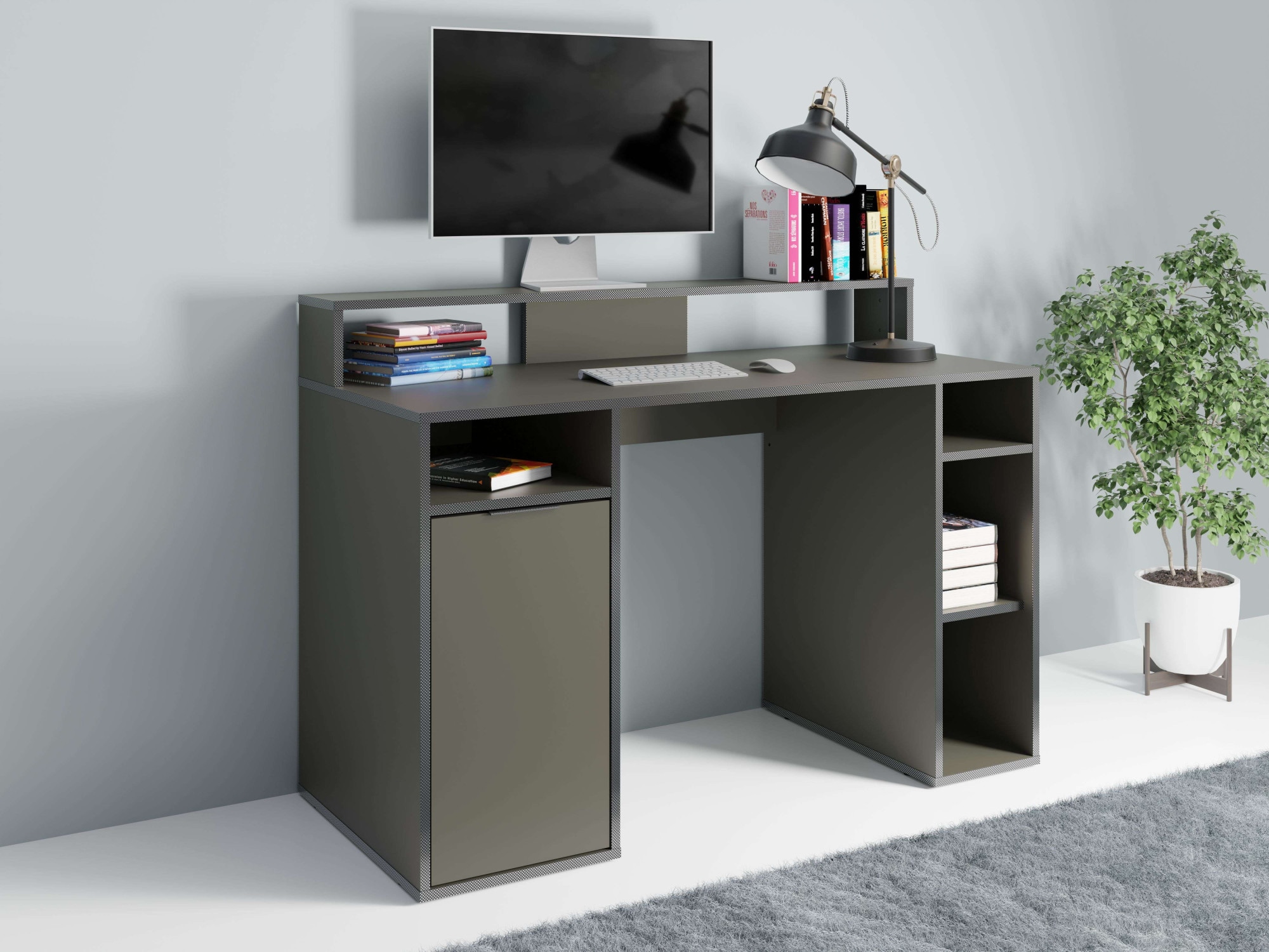 Home affaire Schreibtisch "Orem", Gamingtisch mit Tür und Monitoraufsatz, B günstig online kaufen