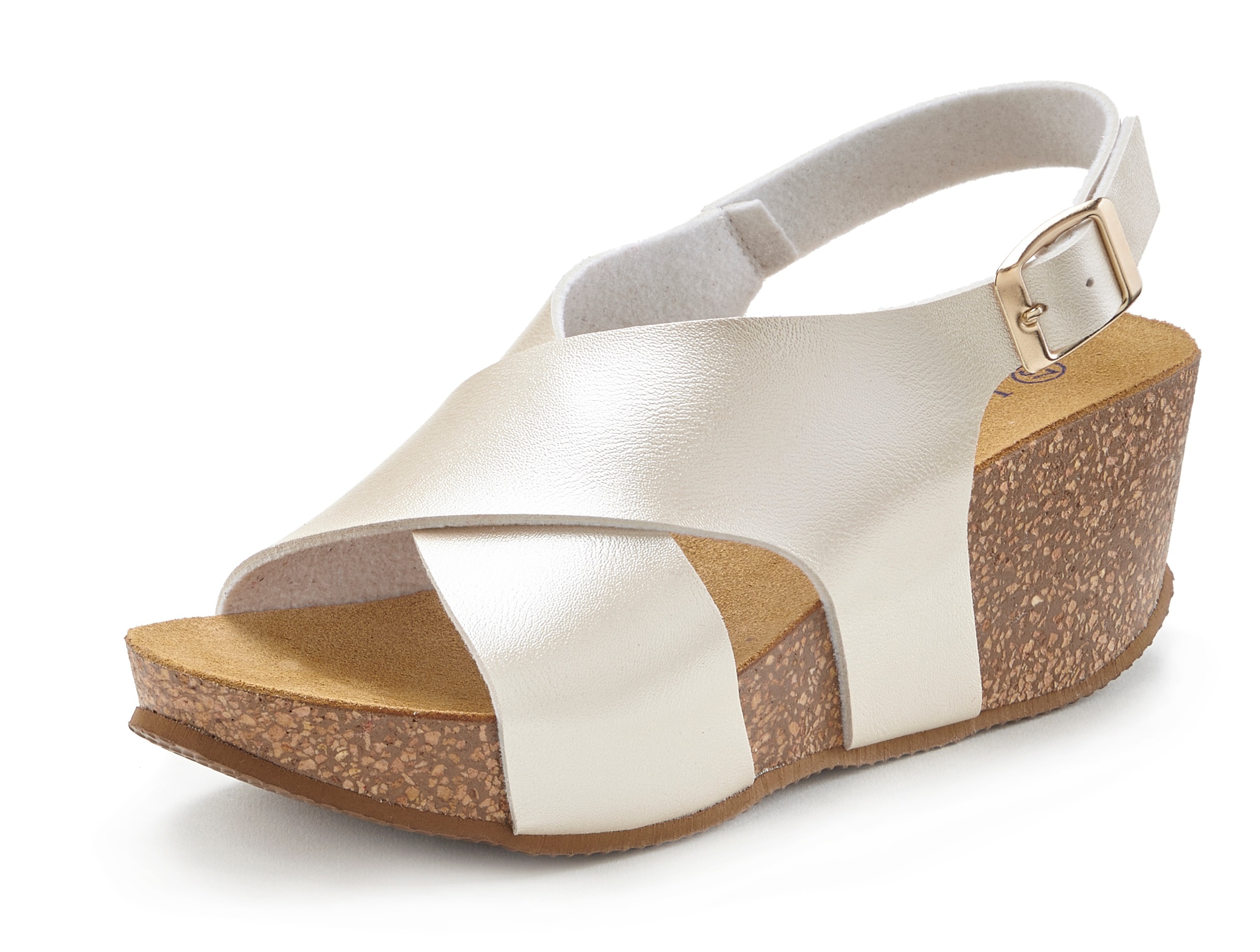 LASCANA Sandalette »Sommerschuh«, Sommerschuh mit Keilabsatz und Korkfußbett