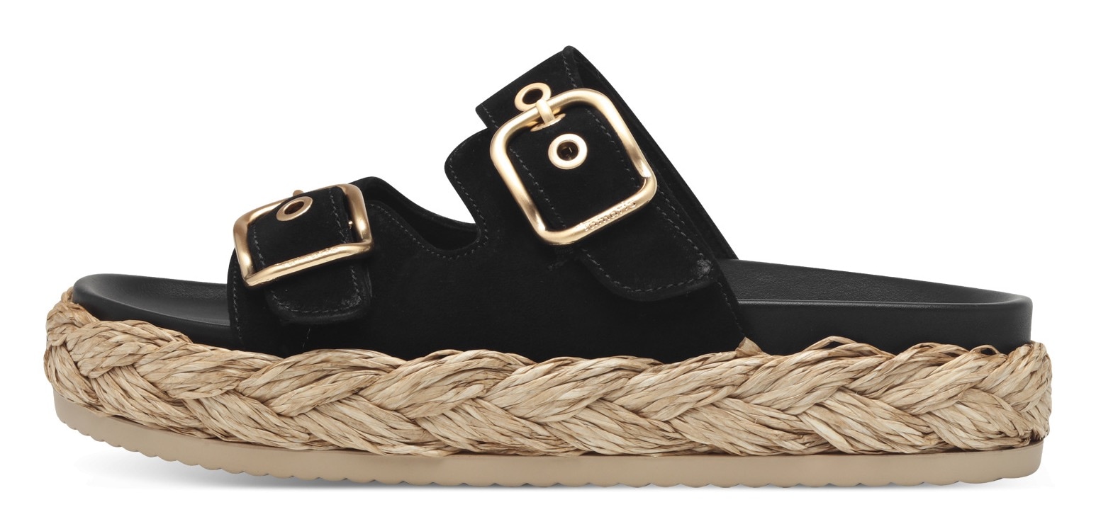 Tamaris Pantolette, Plateaus, Sommerschuh, Strandschuh mit vorgeformtem Fußbett