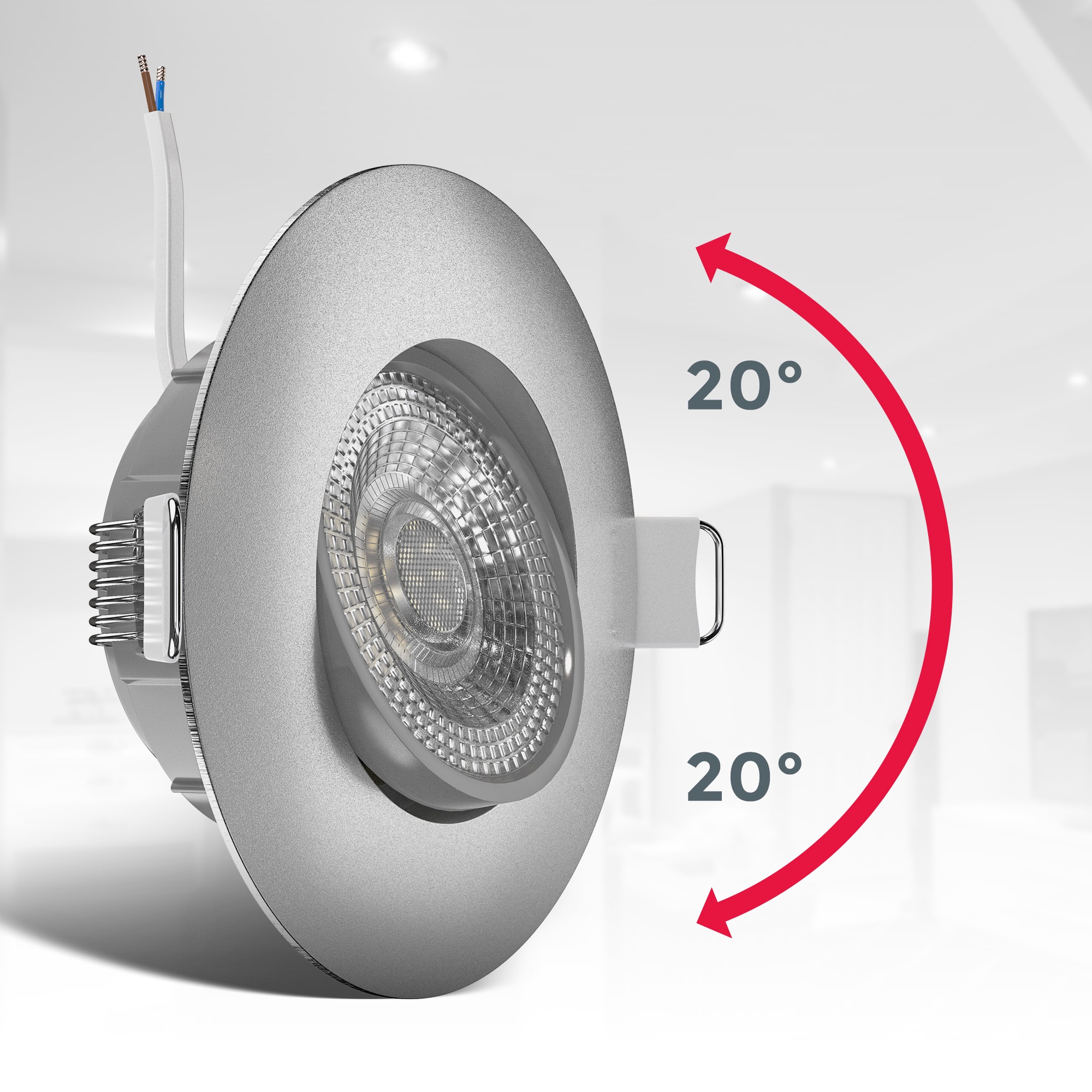 B.K.Licht ultraflache LED Einbauleuchte, 12er-Set, inkl. LED Modul, 4,9 Watt, 480 Lumen, 3.000 Kelvin, Warmweißes Licht, nicht dimmbar, schwenkbar