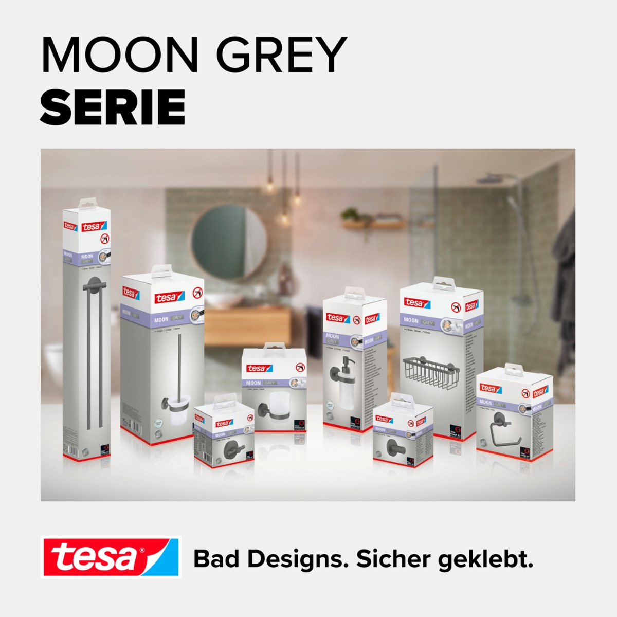 tesa Toilettenpapierhalter »MOON Toilettenrollenhalter« grau - 9,9 cm : 14 cm : 5,3 cm