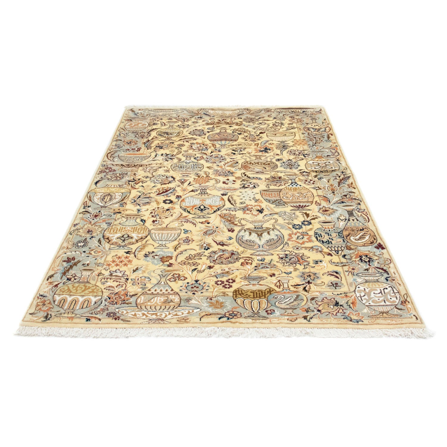 morgenland Wollteppich »Kaschmar Figurativ Beige 202 x 128 cm«, rechteckig, günstig online kaufen