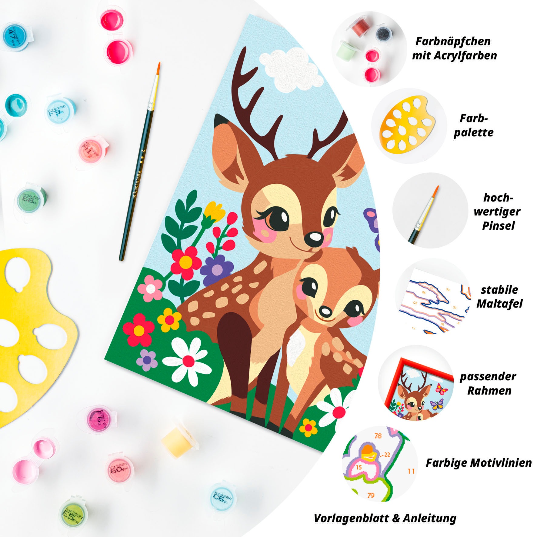 Ravensburger Malen nach Zahlen »CreArt, Fröhliche Hirsche«, Made in Europe