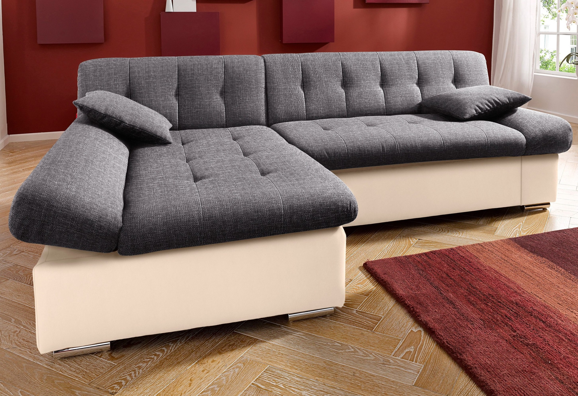 TRENDMANUFAKTUR Ecksofa »Reggae, modern und bequem, aktueller Materialmix, günstig online kaufen