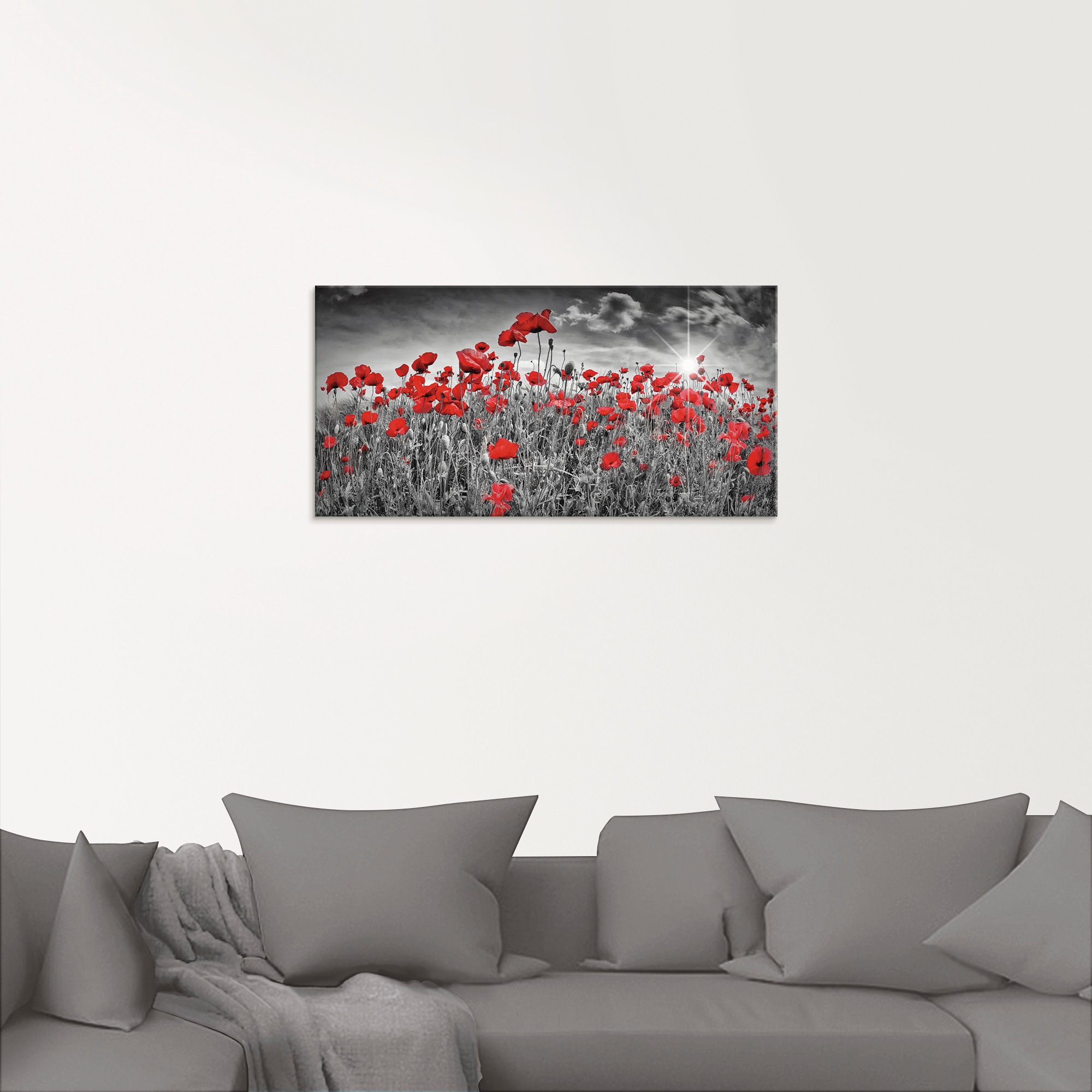 Artland Glasbild »Idyllisches Mohnblumenfeld mit Sonne« 1 Stk. tlg. in vers günstig online kaufen